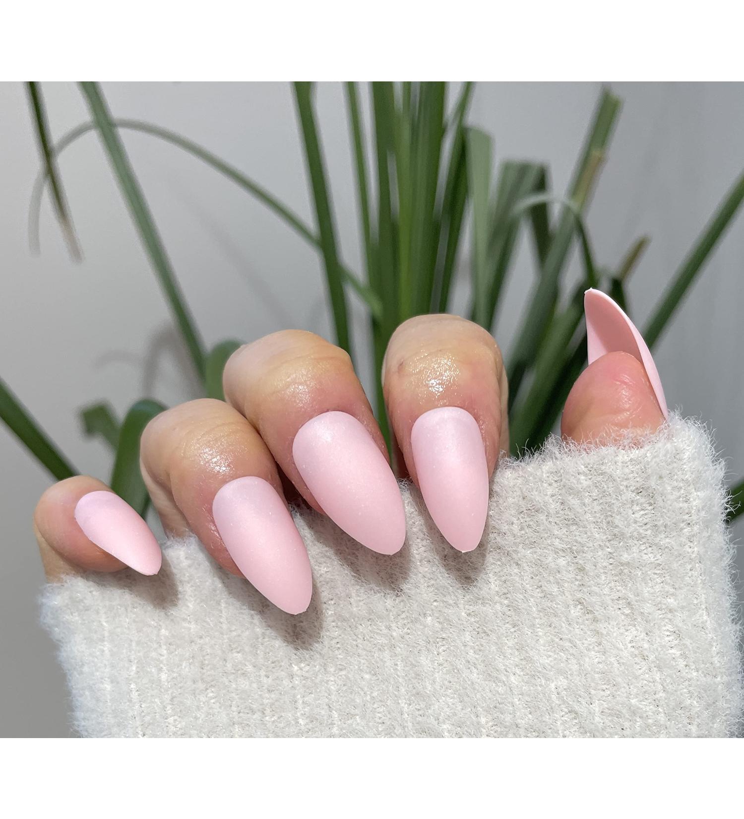 TEN NAILS 24pcs Stiletto False Nails Almond Fake Nails Acrylic Long Tips 12 Sizes with Glue (Matte Cotton Candy Pink) - Buy Online on GoSupps.com