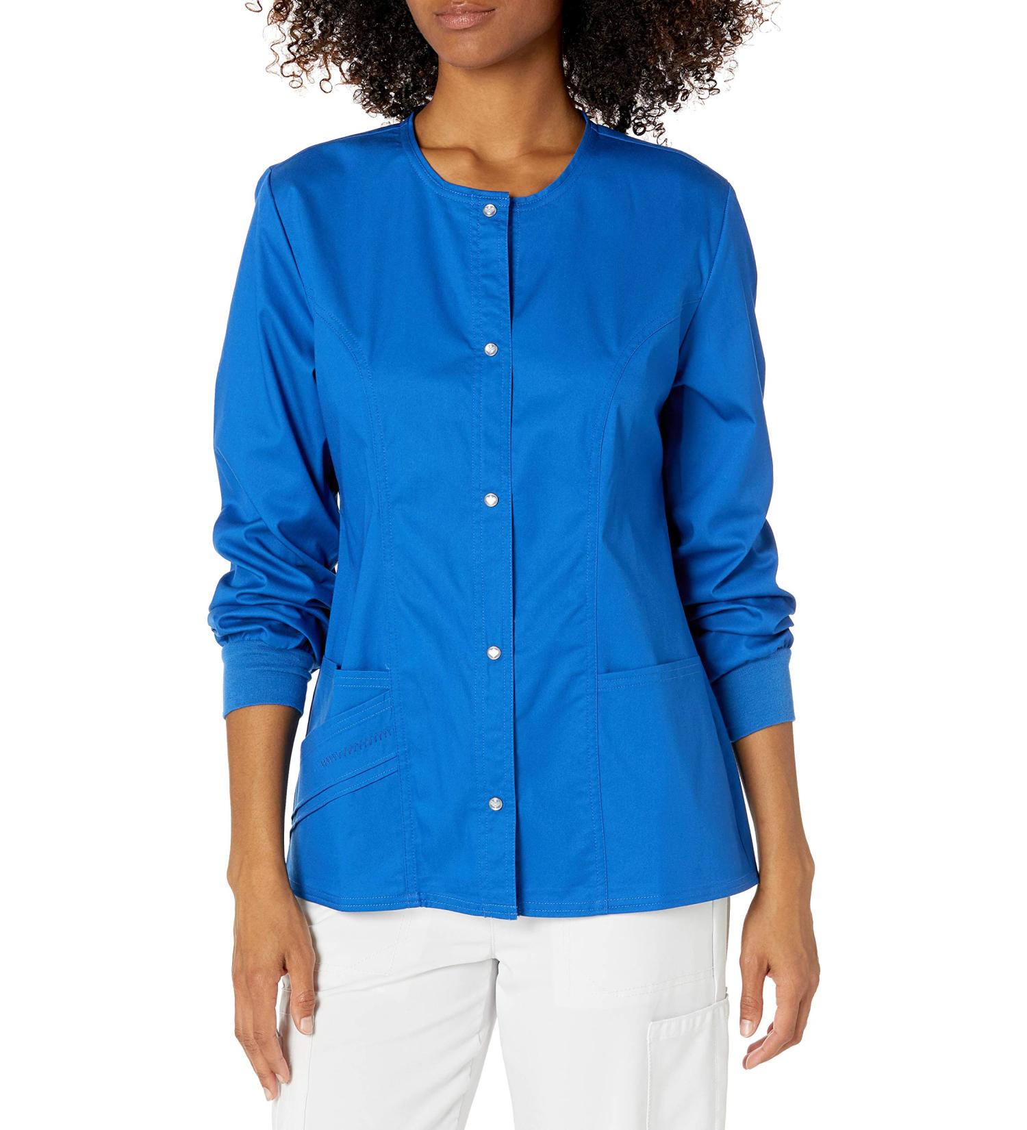 Cherokee Luxe Women Warm Up Scrubs Jacket Snap Front 1330 XX-Large Royal