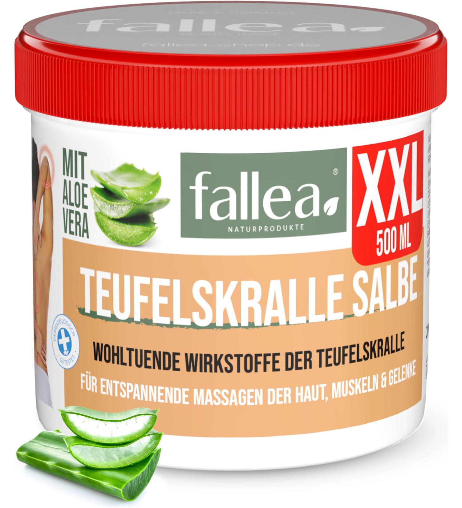 Fallea Teufelskalle Balm with Aloe Vera - 500ml Devil's Claw Cream for Muscles & Joints Relief | International Shipping Available - Buy Online on GoSupps.com