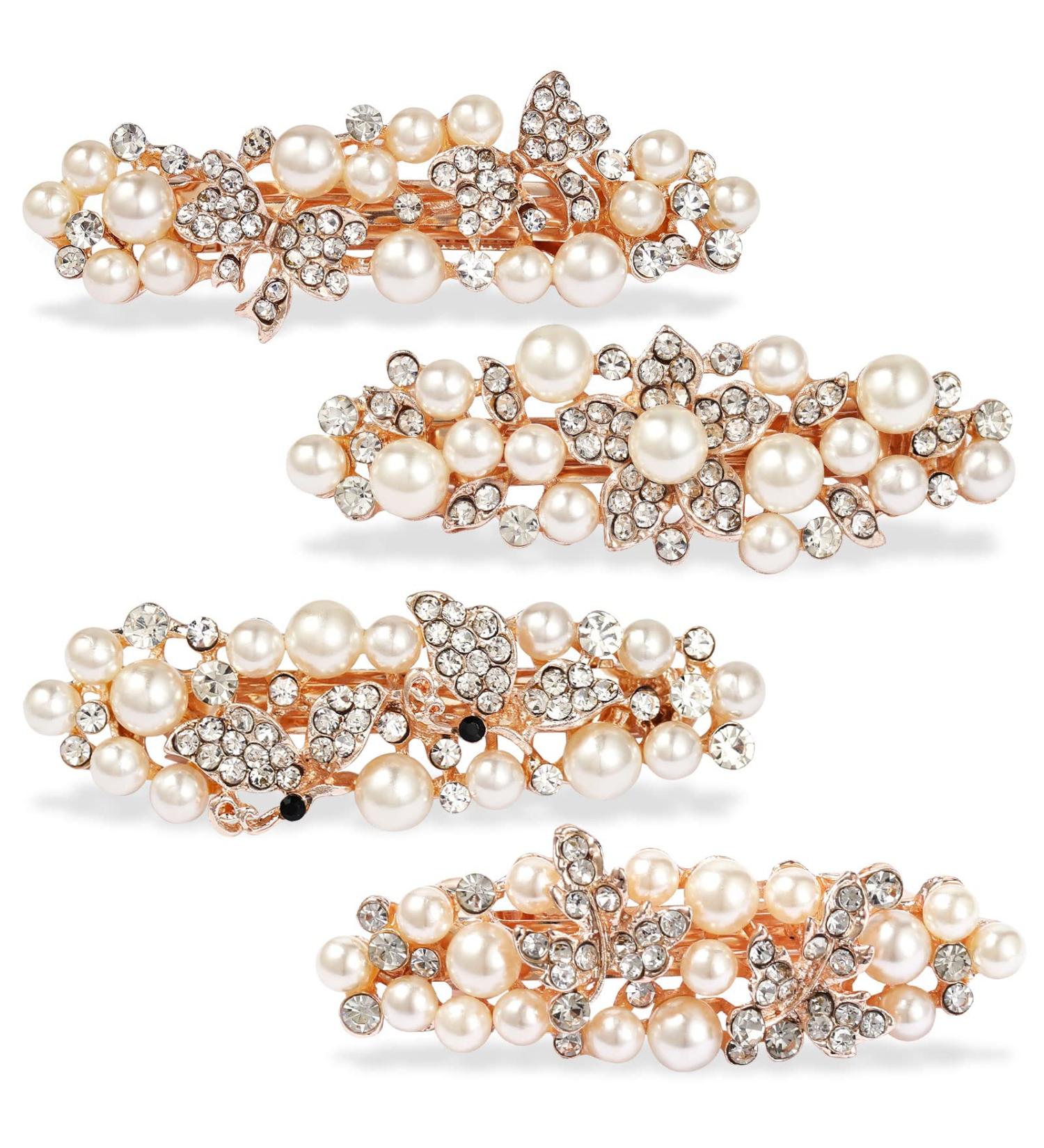 4-Piece Butterfly Hair Clips Set for Women & Girls | Rhinestone & Pearl Hair Accessories | Perfect for Parties Weddings & Everyday Use - Buy Online on GoSupps.com
