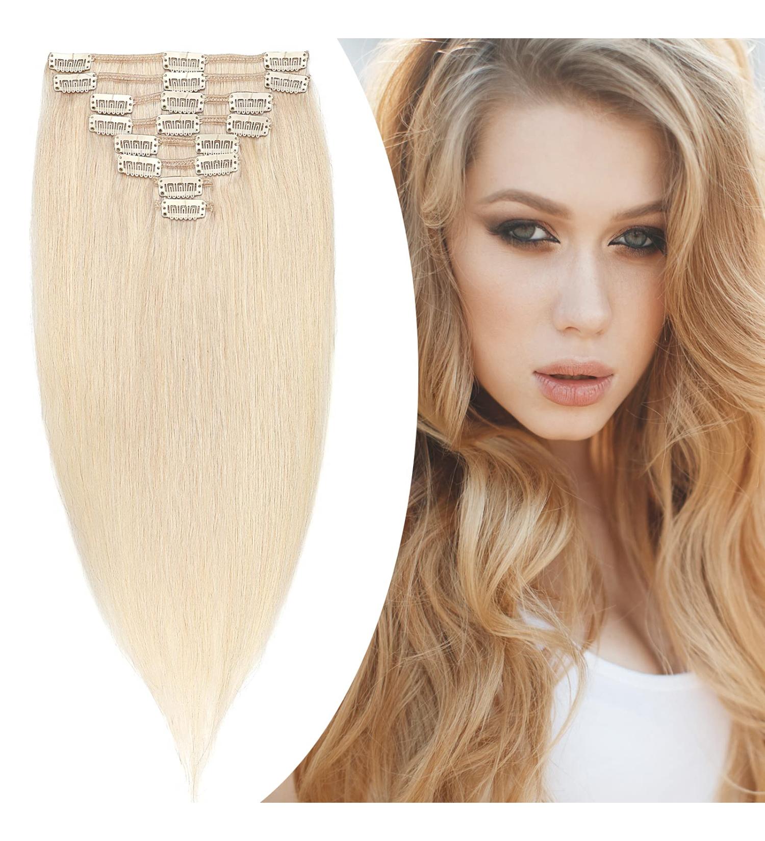 Clip In Hair Extensions - 8PCs Real Remy 60cm White Bleaching - 120G Quality for Effortless Style - Buy Online on GoSupps.com
