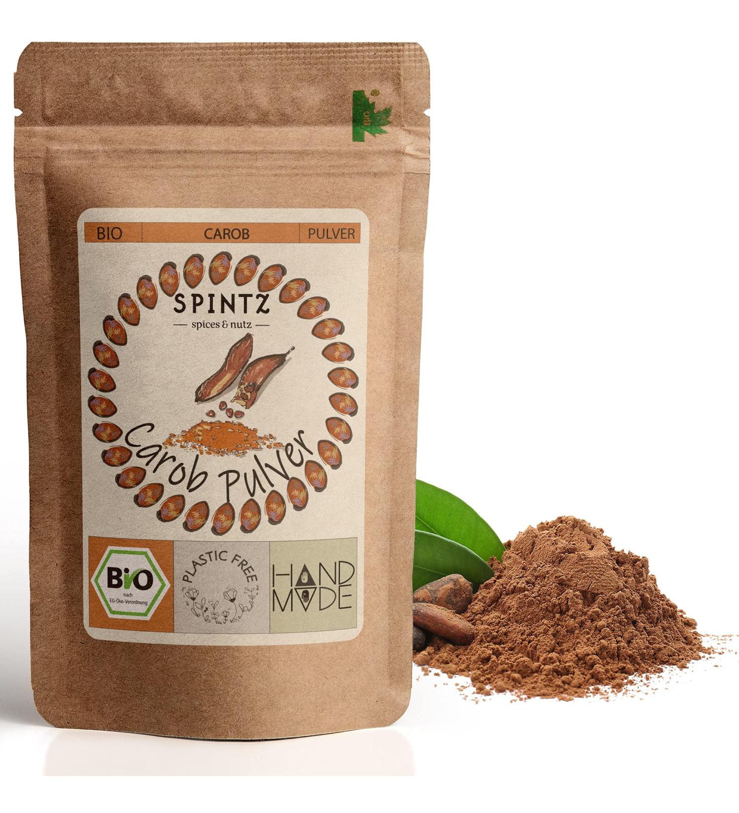 Spintz 500g Organic Carob Powder - Vegan Gluten-Free Sustainable Low-Cocoa Chocolate Alternative from Spain | Plastic-Free Packaging - Buy Online on GoSupps.com