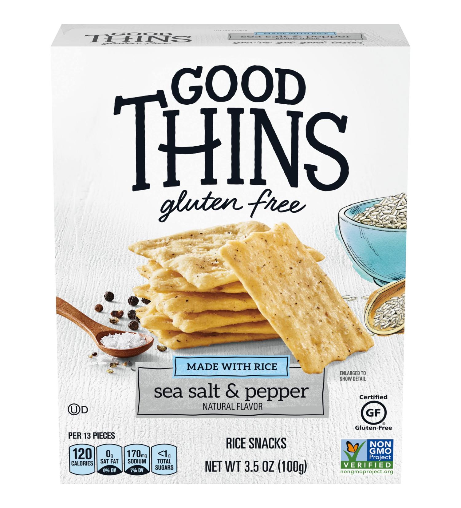 Good Thins Sea Salt & Pepper Rice Snacks Gluten Free Crackers 3.5 oz - Healthy Snack Option - Buy Online on GoSupps.com