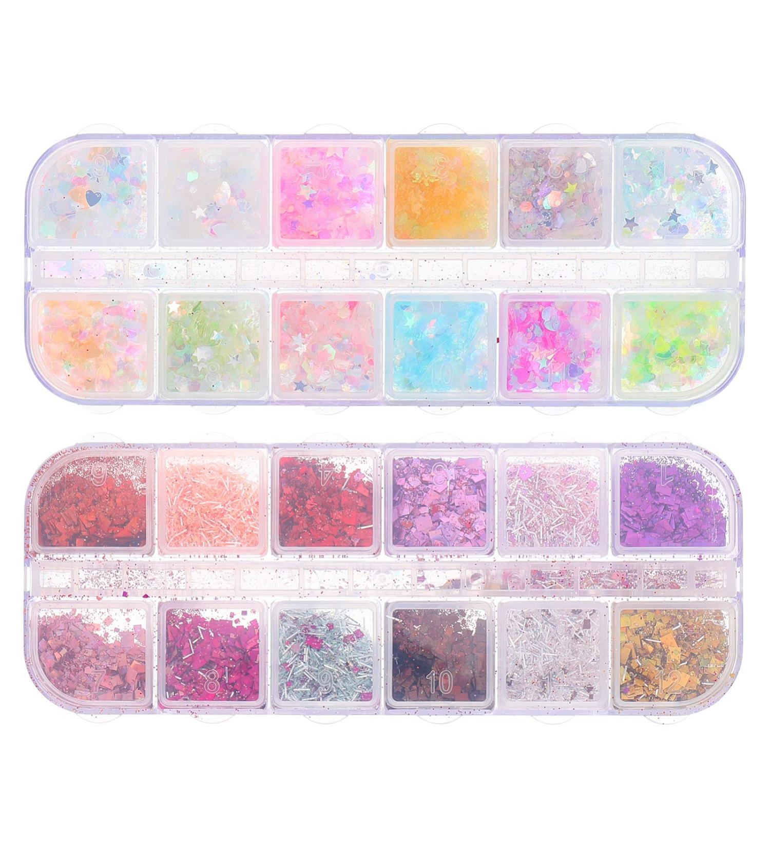 Lurrose 2 Boxes Nail Glitter Manicure Sequin Nails Art Stickers Nail Art Decoration for Women Girls - Buy Online on GoSupps.com
