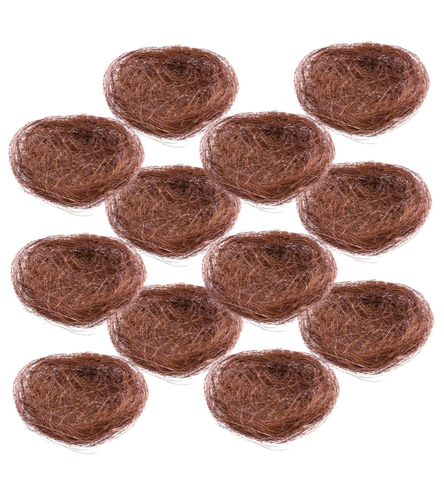 Unomor 12th Simulated Bird Nest - Decorative Easter Egg Nest for Outdoor & Tree Decoration | Mini Hemp Silk Birds 12x12cm Coffee - Buy Online on GoSupps.com