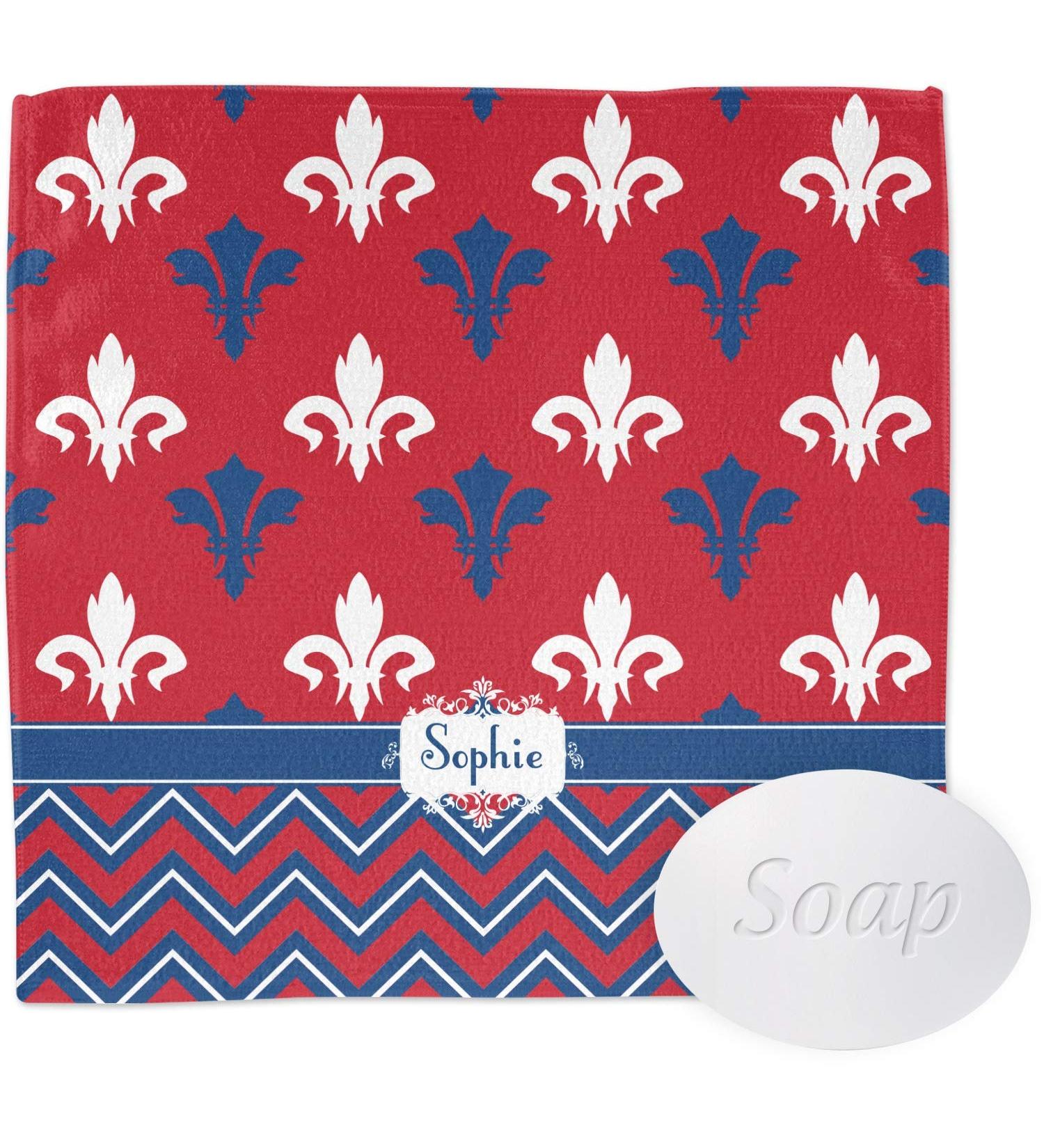 YouCustomizeIt Personalized Patriotic Fleur de Lis Washcloth