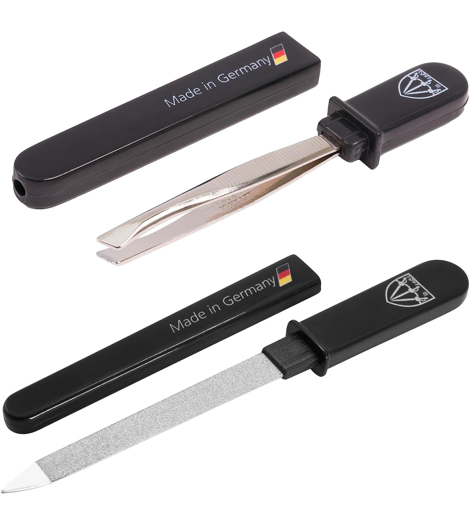 3 Swords Germany - Brand quality double sided (fine & coarse) SAPPHIRE POCKET NAIL FILE and POCKET TWEEZERS Made in Solingen Germany Pocket Tweezers/Nail File Set - Buy Online on GoSupps.com