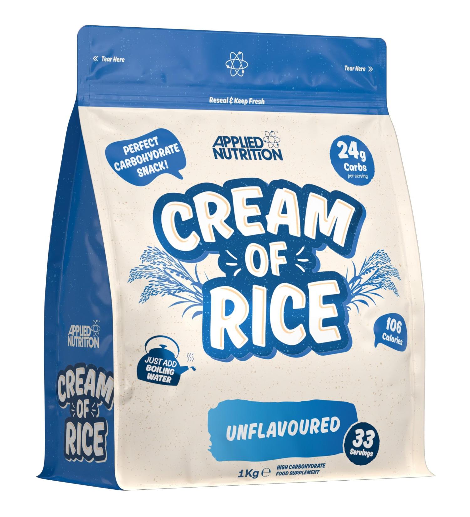 Applied Nutrition Cream of Rice - High Carbohydrate Cream of Rice Supplement Source of Energy for Breakfast & Snacks Easy to Digest Low Sugar Low Fat Vegan 1kg (Unflavoured) Unflavoured 1 kg (Pack of 1) - Buy Online on GoSupps.com