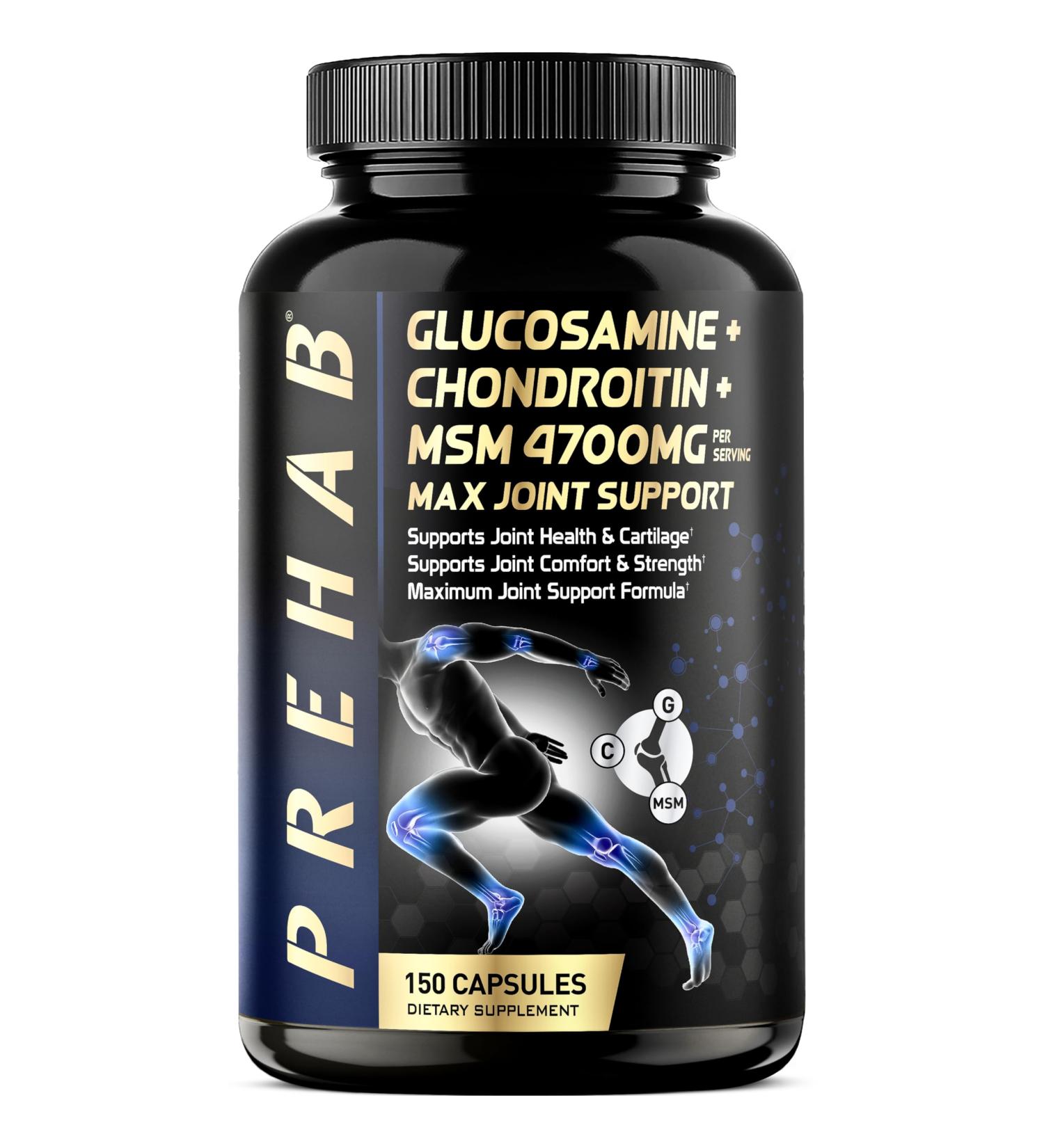 Glucosamine Chondroitin MSM | Premium Joint Support Supplement | Extra Strength 4700mg Max Joint Support | Men & Women | Supports Joint Health & Cartilage Joint Comfort Strength and Flexibility - Buy Online on GoSupps.com