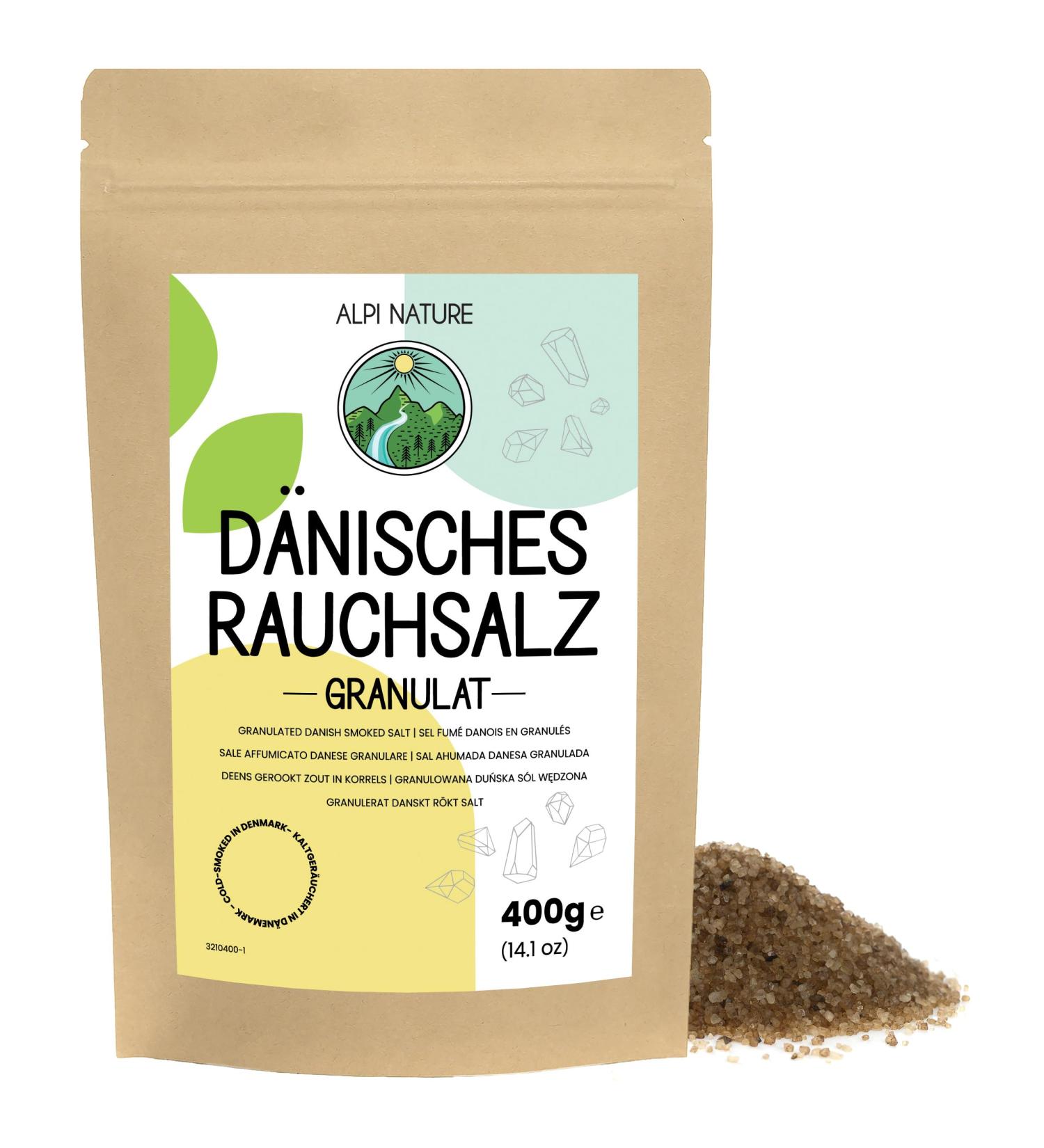  Alpi Nature Alpi Nature Danish Smoked Salt Granules 1-3 mm 400g Cold Smoked Beechwood Sea Salt Granules - Buy Online on GoSupps.com