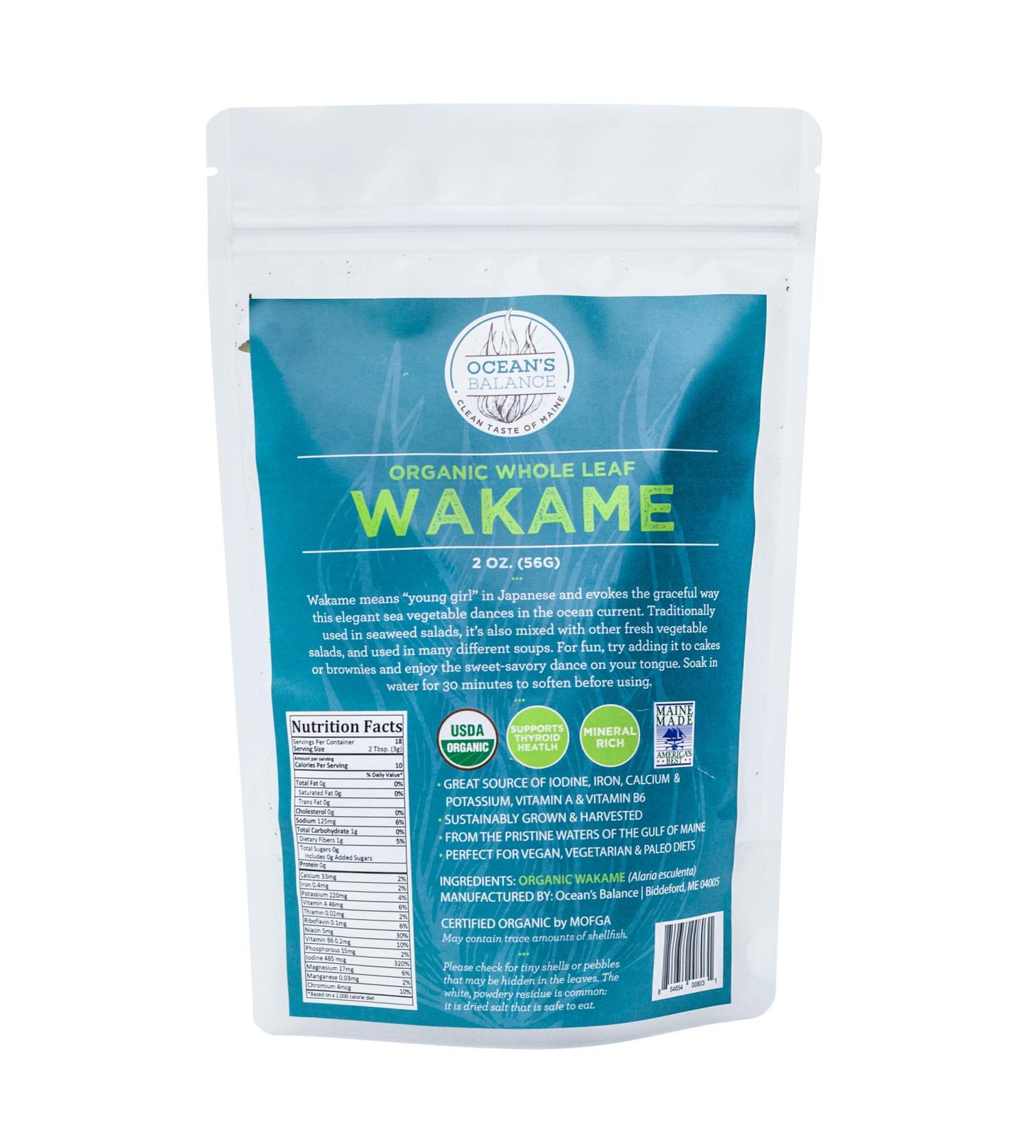 Organic Whole Leaf Wakame - 2 oz - Maine Coast Seaweed | Keto, Paleo, Vegetarian, Vegan | Gluten-Free | Atlantic Ocean Sea Vegetables - Buy Online on GoSupps.com