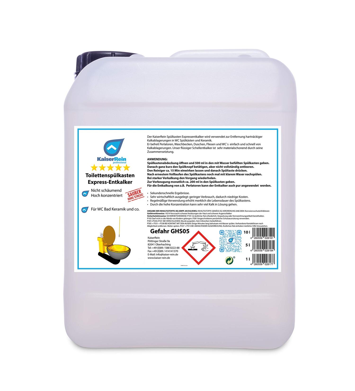 Kaiserein Toilet Cistern Cleaner - Extra Strong 5L Descaler for Lime Deposits in Toilets & Sinks - International Shipping Available - Buy Online on GoSupps.com