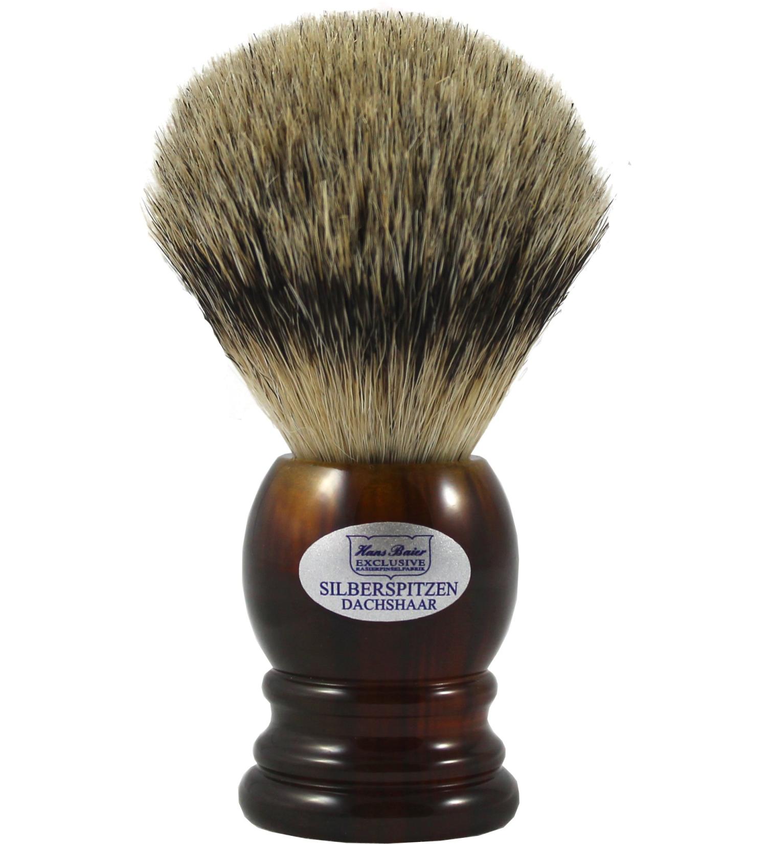Hans Baier Exclusive Shaving Brush Real Silvertip Badger Hair - Handle Havana Brown Size 2 61 g Size 2 Havana Brown