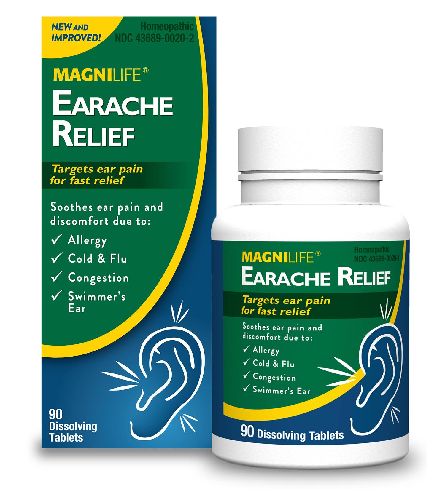 MagniLife Earache Relief: Fast-Acting Natural Swimmers Ear Pain Relief - 90 Quick Dissolve Tablets - Buy Online on GoSupps.com