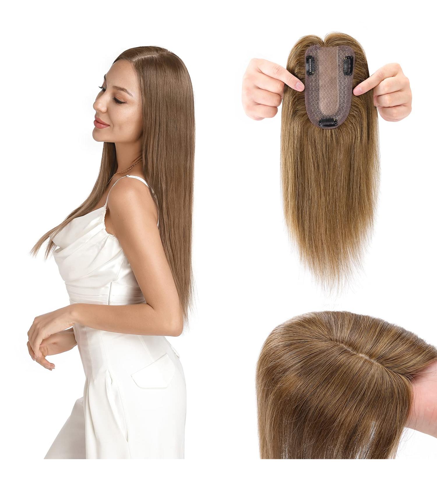 Shop Real Hair Clip-in Extensions & Toppers - 130% Density Light Brown 45cm | Best Quality Women's Hair Extensions - Buy Online on GoSupps.com
