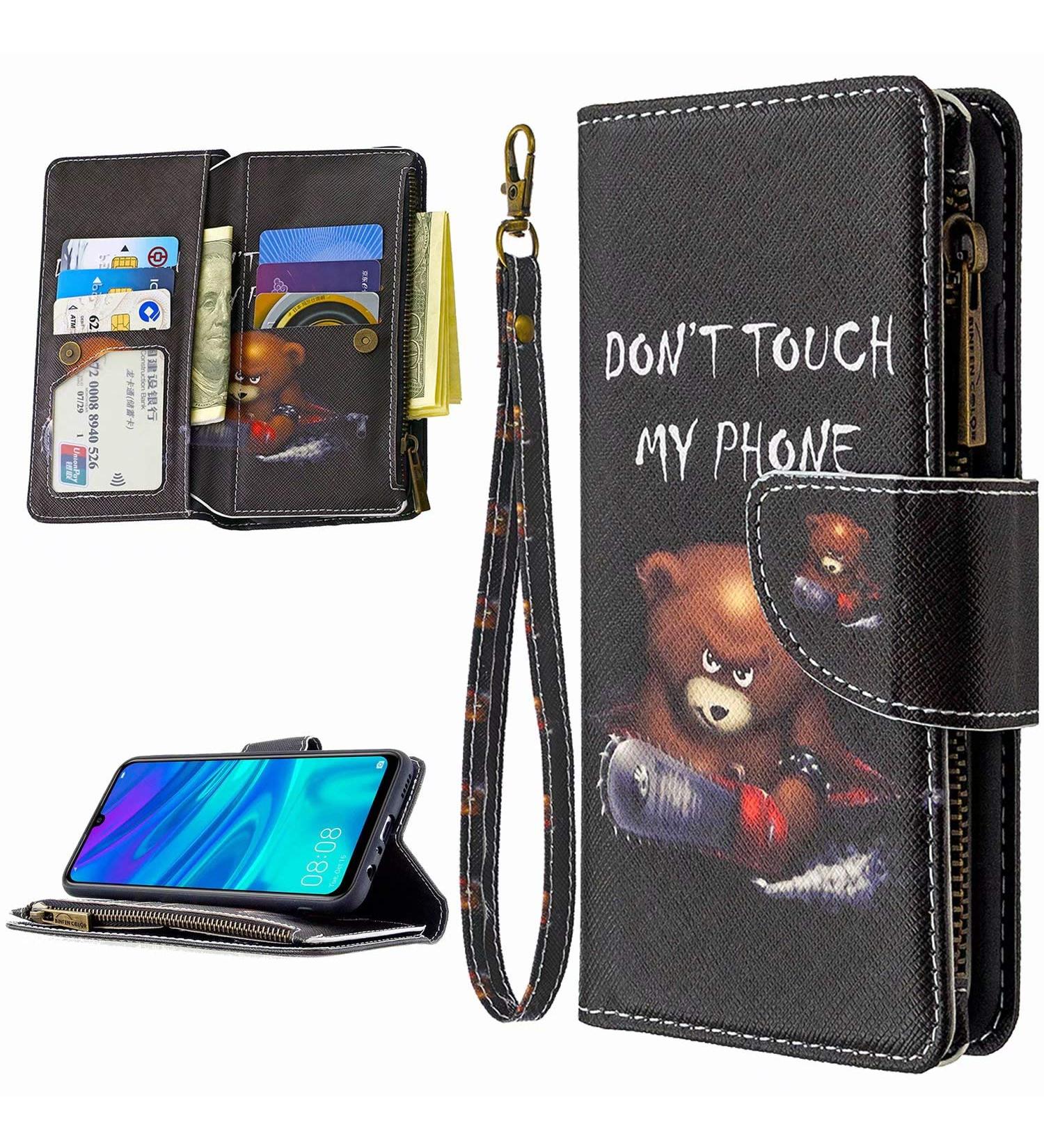 Miago Huawei Y7 2019 Leather Wallet Case - 9 Card Slots Colorful Zip Flip Shell PU Pocket Cover - Buy Online on GoSupps.com