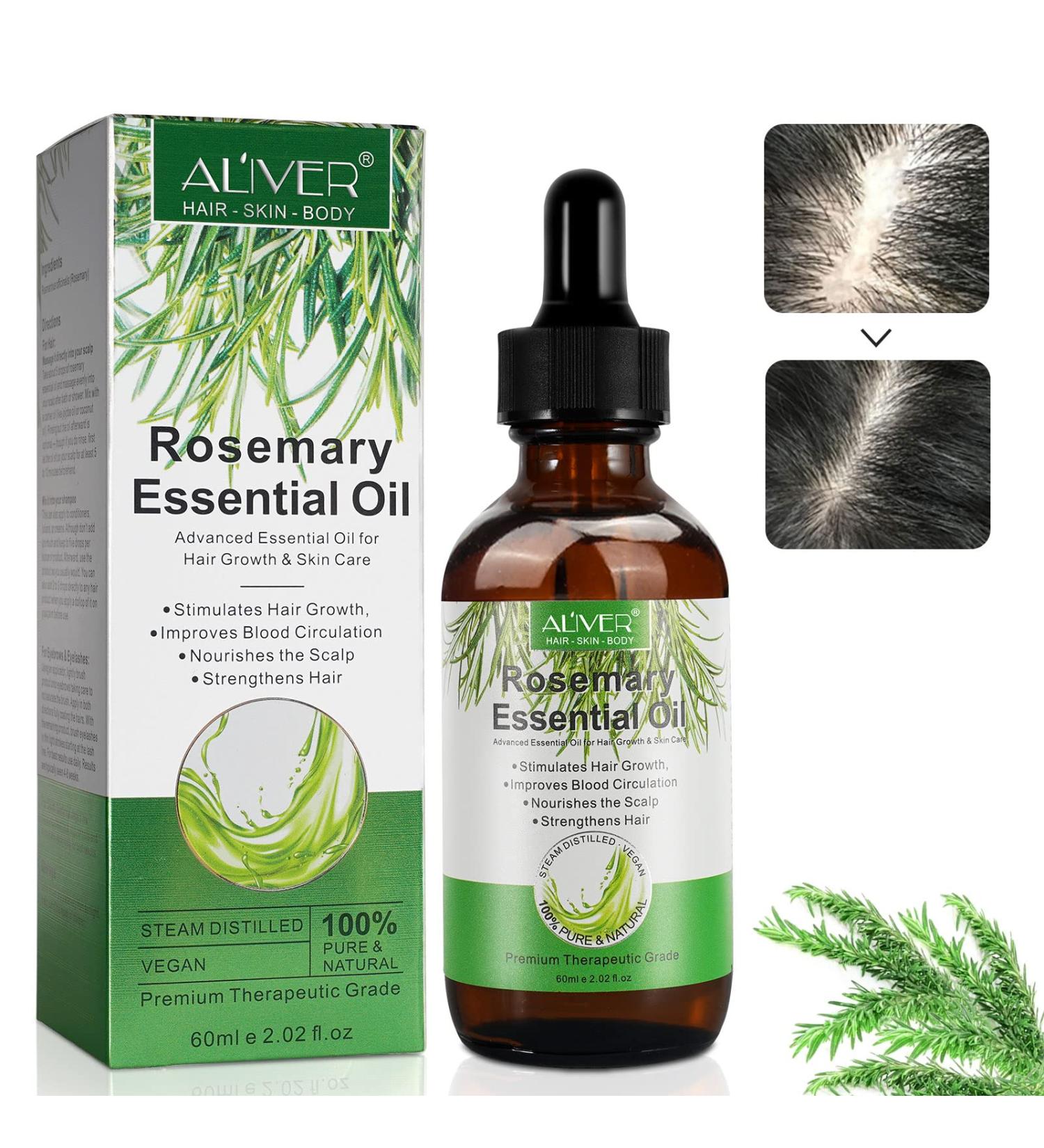 Organic Rosemary Oil for Hair Growth - 100% Pure & Natural Scalp Nourishment - Stimulates Growth, Improves Circulation - 2.02 Fl Oz (Pack of 1) - Buy Online on GoSupps.com