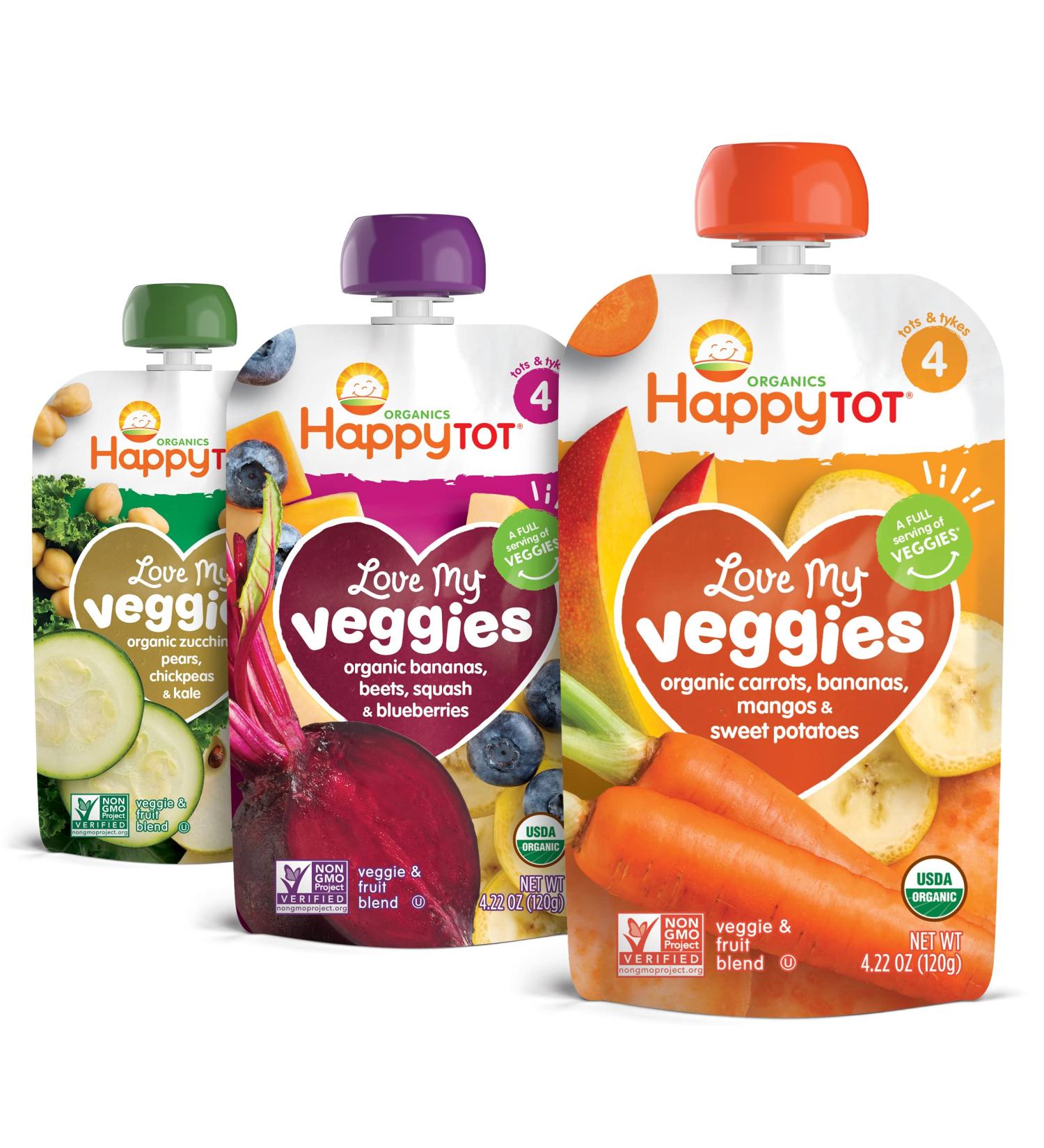 Happy Tot Organics Love My Veggies Stage 4 - 16 Pack Variety (4 Flavors) - 4.22 oz Pouches - Buy Online on GoSupps.com