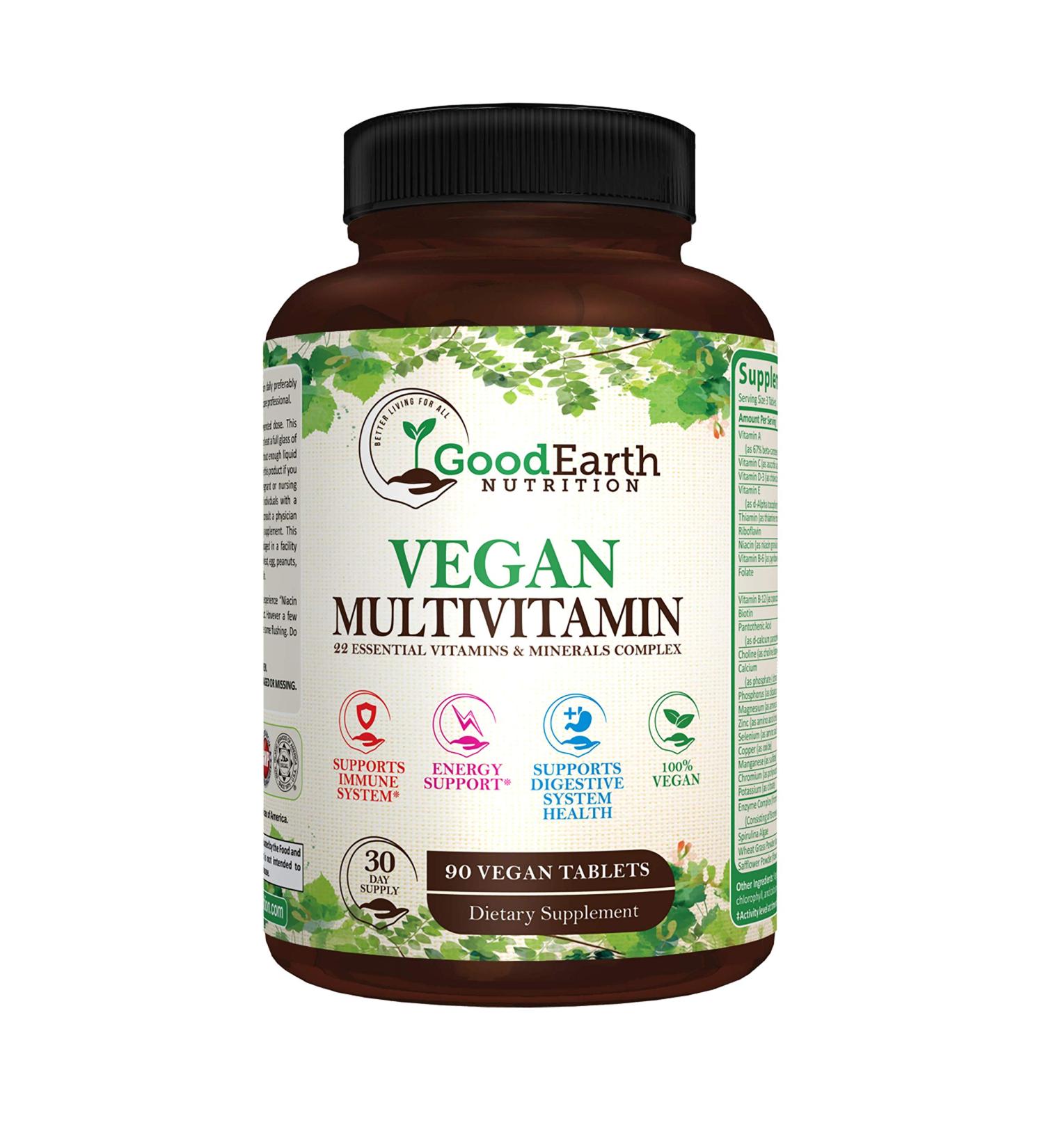 Vegan Multivitamins for Men & Women - Complete Daily Supplement with Vitamins A, B Complex, C, D3, Zinc, Magnesium, Spirulina, Antioxidants - Includes Proprietary Fruit & Vegetable Blend - Buy Online on GoSupps.com