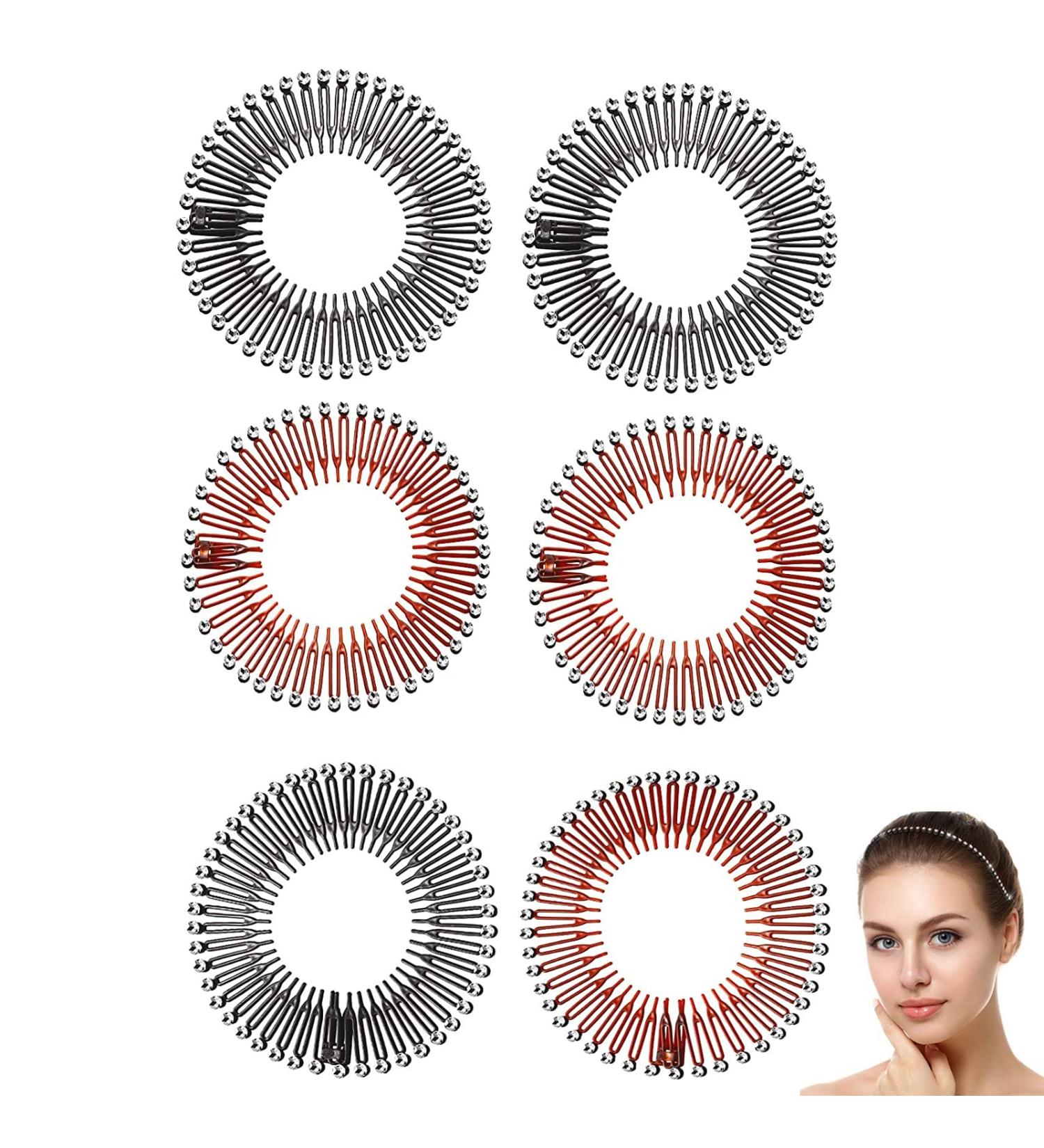 6-Piece Flexible Circular Stretch Comb Set - Plastic Hair Band Holder for Women & Girls - Available in 2 Colors - Buy Online on GoSupps.com