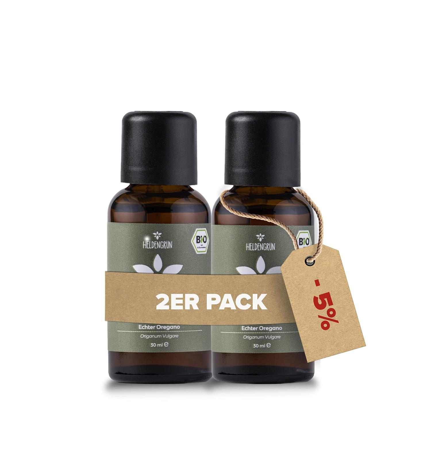 Heldengr n Bio Oregano Oil 2x30ml - High-Dose Organic Oregano Oil from Greece | +80% Carvacrol | Certified Food Supplement - Buy Online on GoSupps.com
