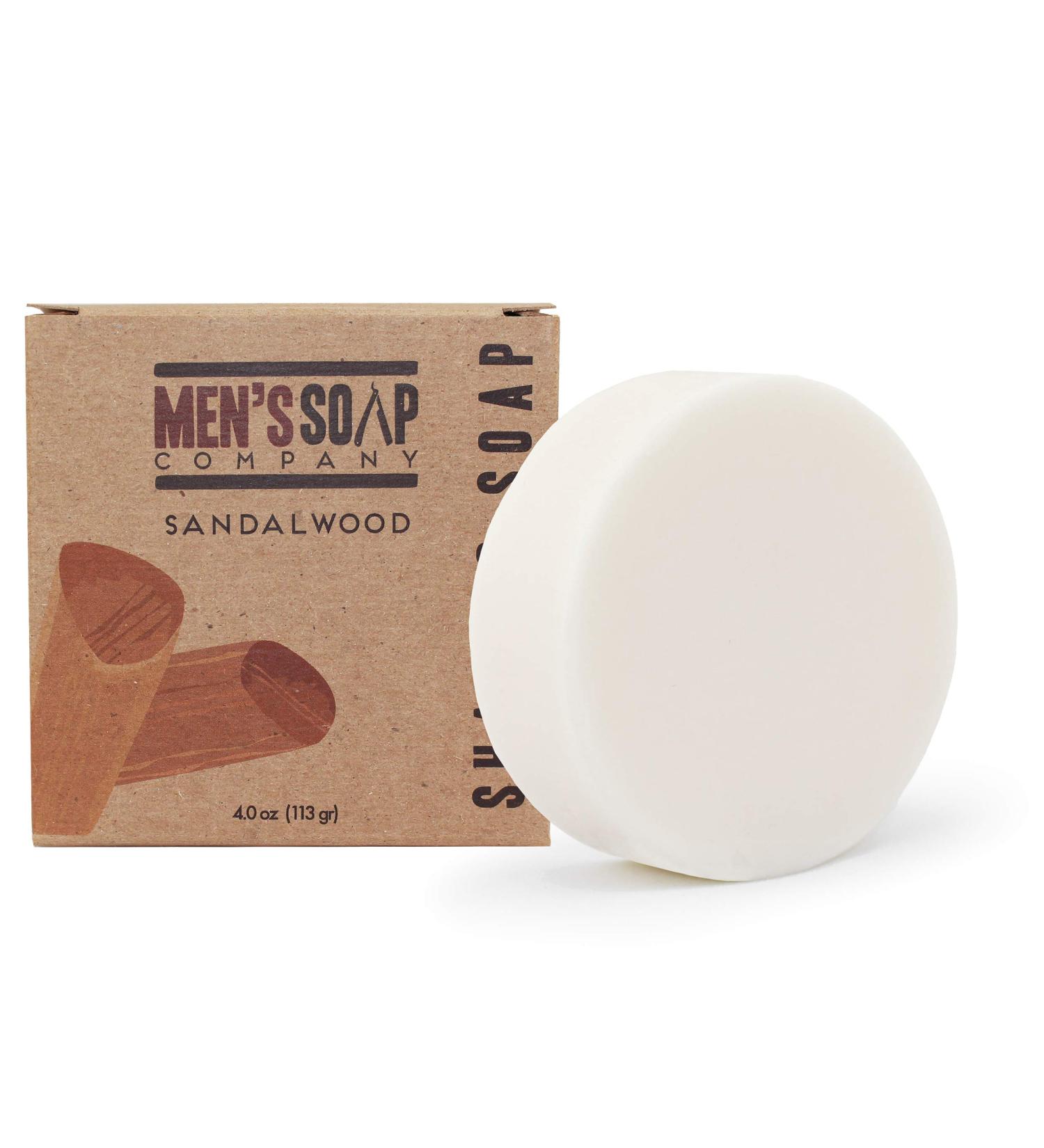 Mens Soap Company Sandalwood Shaving Soap 4.0oz Refill Puck - Natural Vegan Formula with Shea Butter & Vitamin E for Thick Lather and Skin Protection - Buy Online on GoSupps.com
