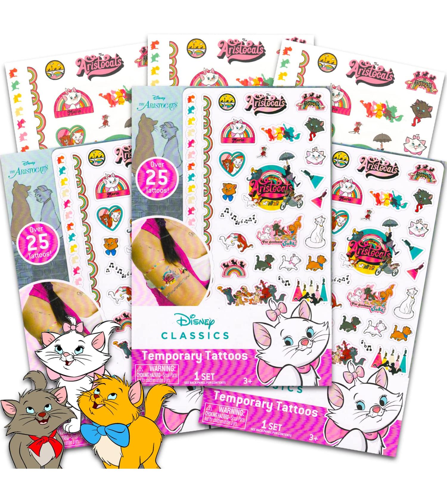 Disney Aristocats Temporary Tattoos for Kids and Adults Bundle   Over 75 Classic Disney Temporary Tattoos Featuring The Aristocats | Disney Party Favors for Kids