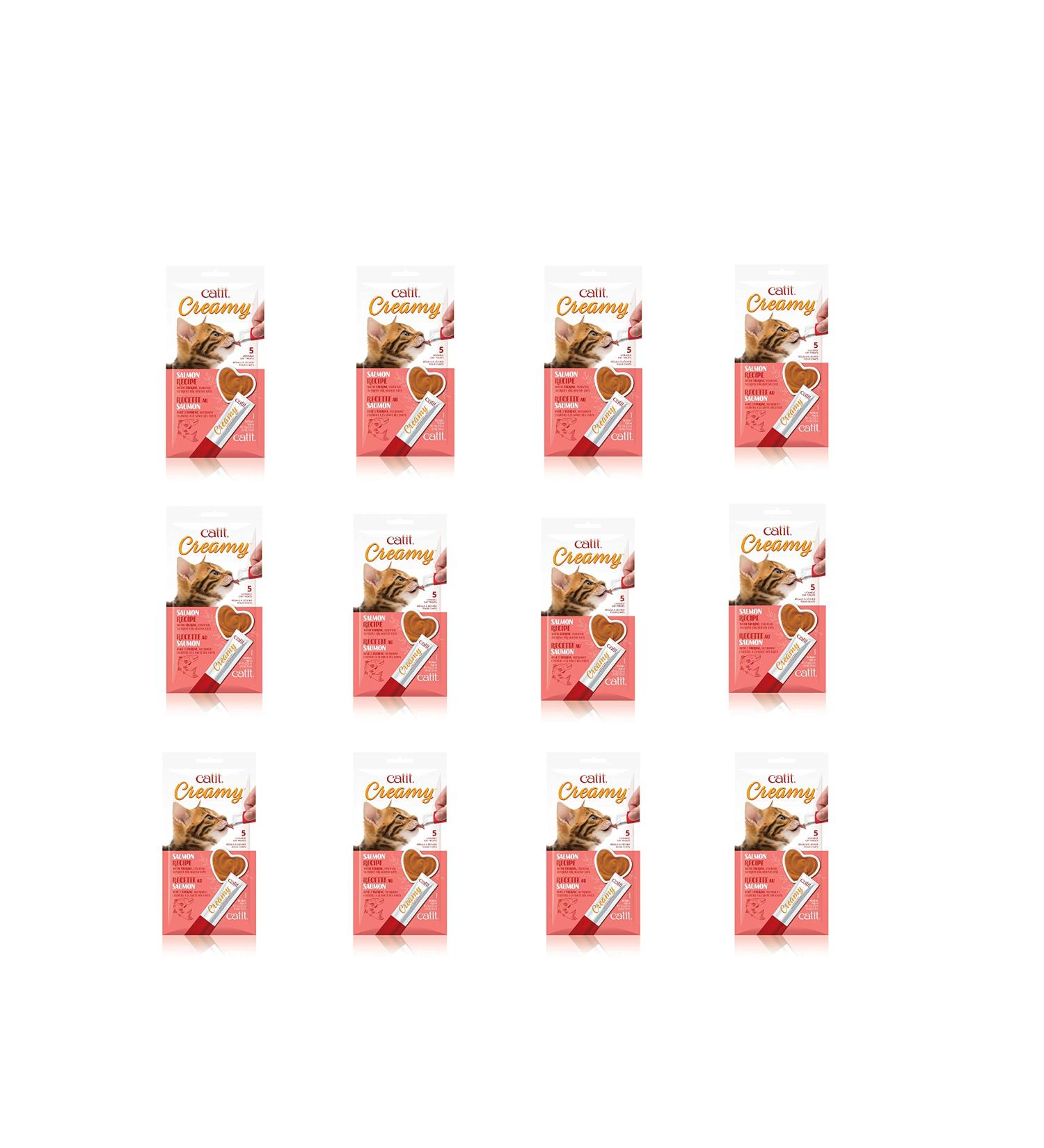 Catit Creamy Lickable Cat Treats Salmon 5 x 15 g Pack of 12 Retail Units Cat Treats Lickable Healthy Cat Treats Cat Treats Healthy Kitten Treats Cat Snacks Cat Lickable Treat Cats Cat Treat