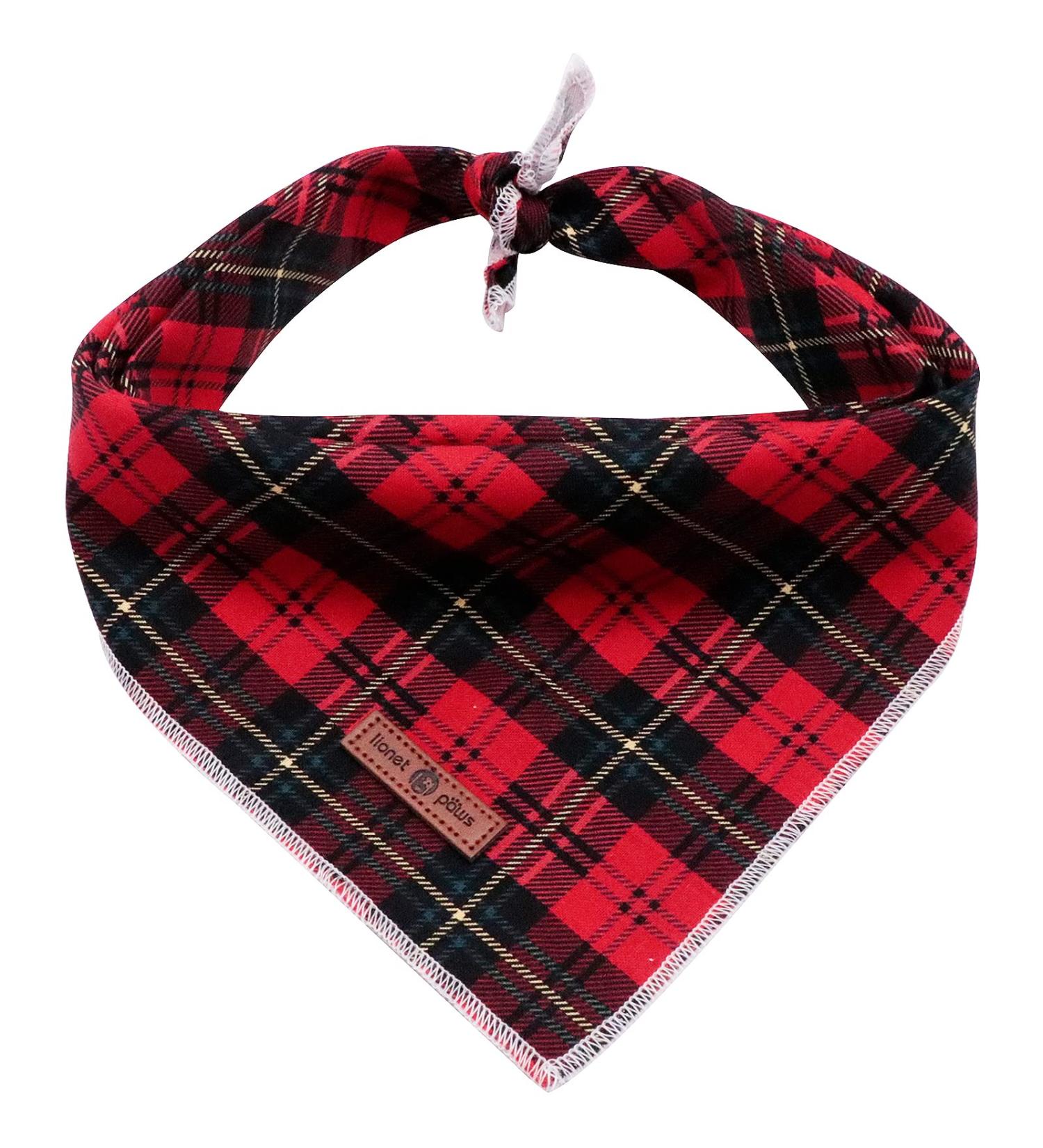 Lionet Paws Christmas Dog Bandana | Triangular Scarf for Small Medium & Large Dogs | Festive Checked Design - Buy Online on GoSupps.com
