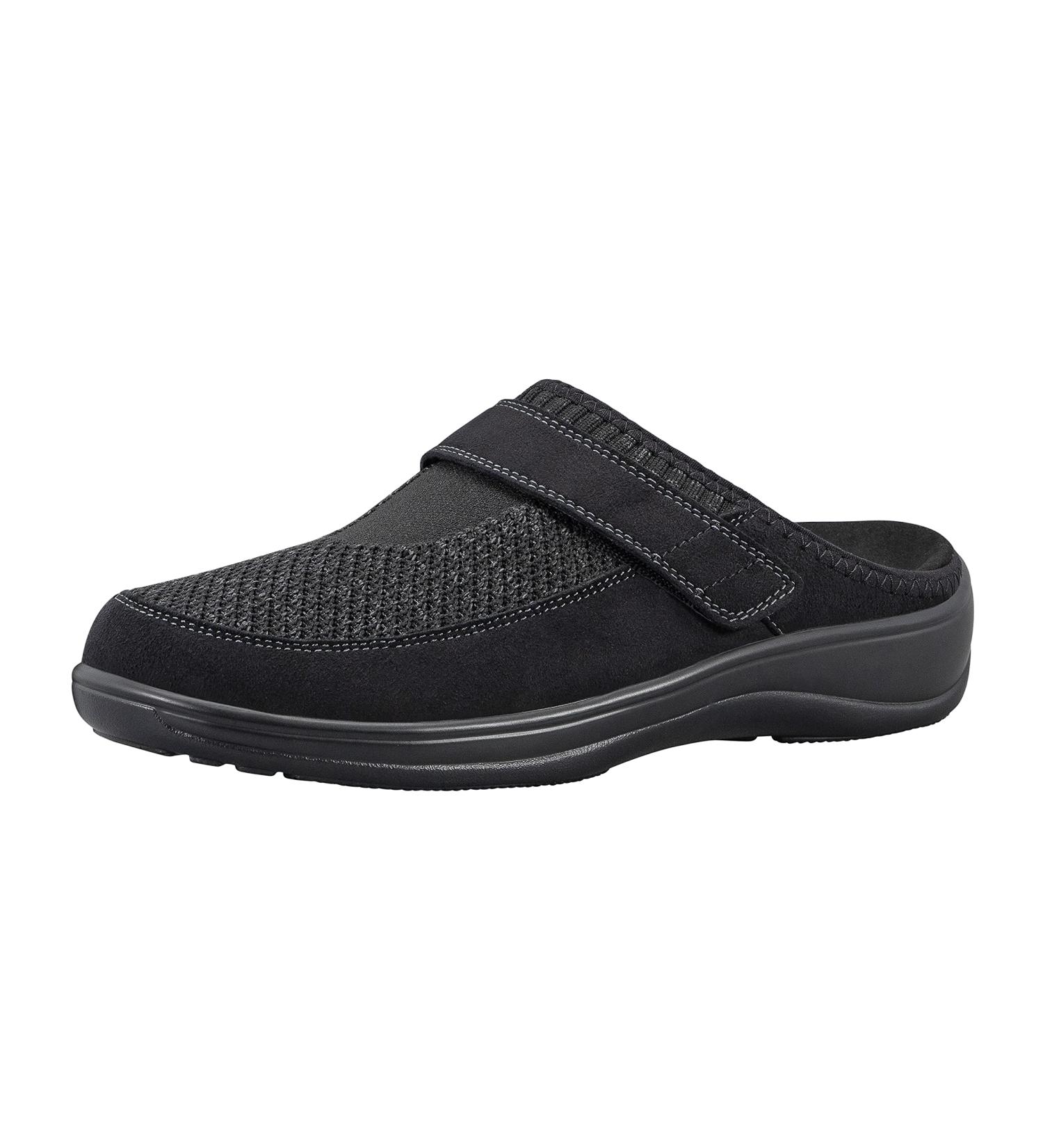 Orthofeet Louise 7 Wide Black Orthopedic Slippers for Women | Plantar Fasciitis Relief | Arch Support & Cushioning | Extended Widths - Buy Online on GoSupps.com