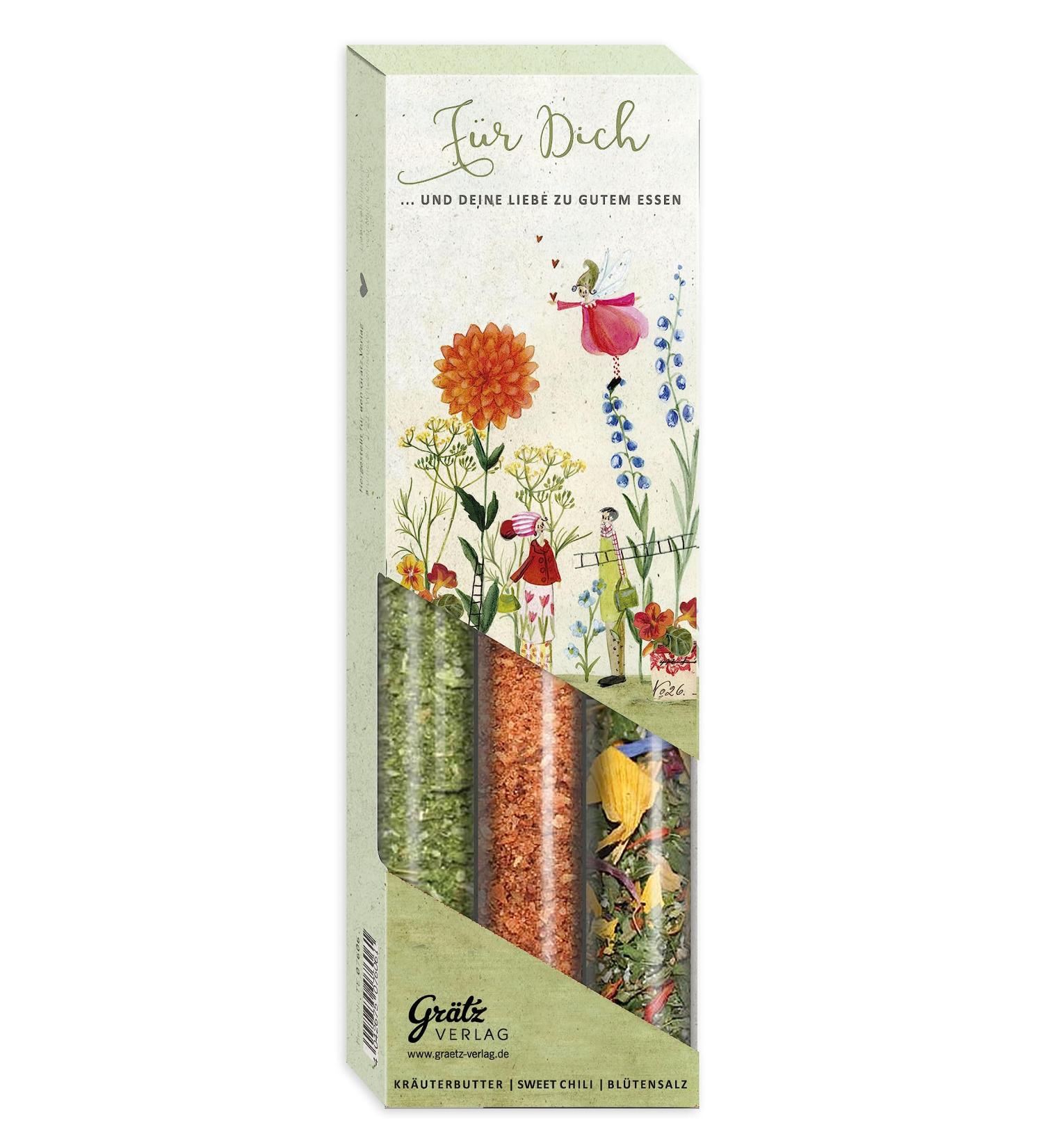 "Flower paradise" spice gift set i spices as a gift for women - 3x spice mixtures for herb butter sweet chili dip flower salt - gift for women (77g)