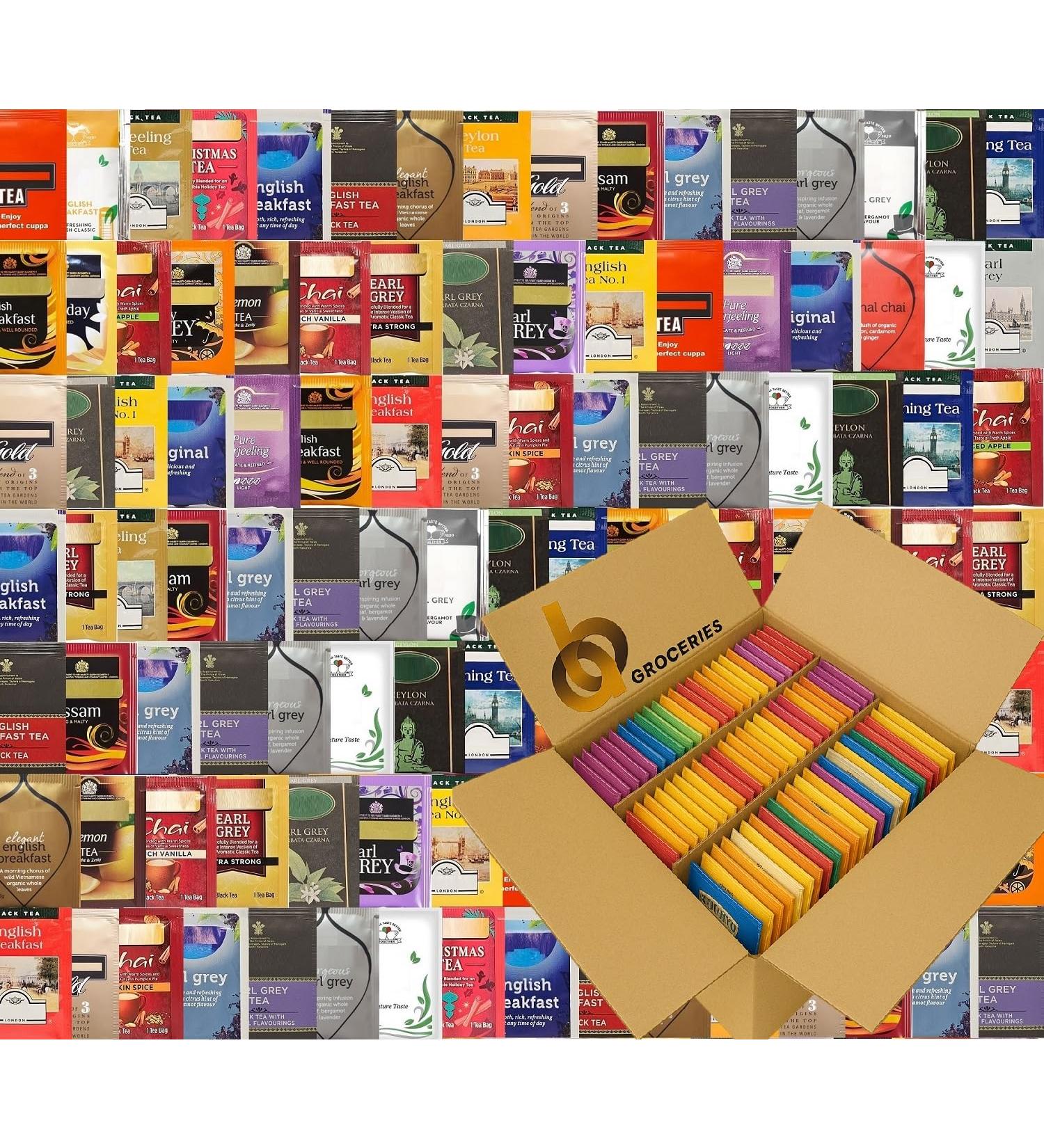  AB.GROCERIES Pack of 50 individually wrapped tea bags - Large selection of classic black fruits decaffeinated green herbs healthy and caffeine-free (black tea pack of 50 tea bags) - Buy Online on GoSupps.com