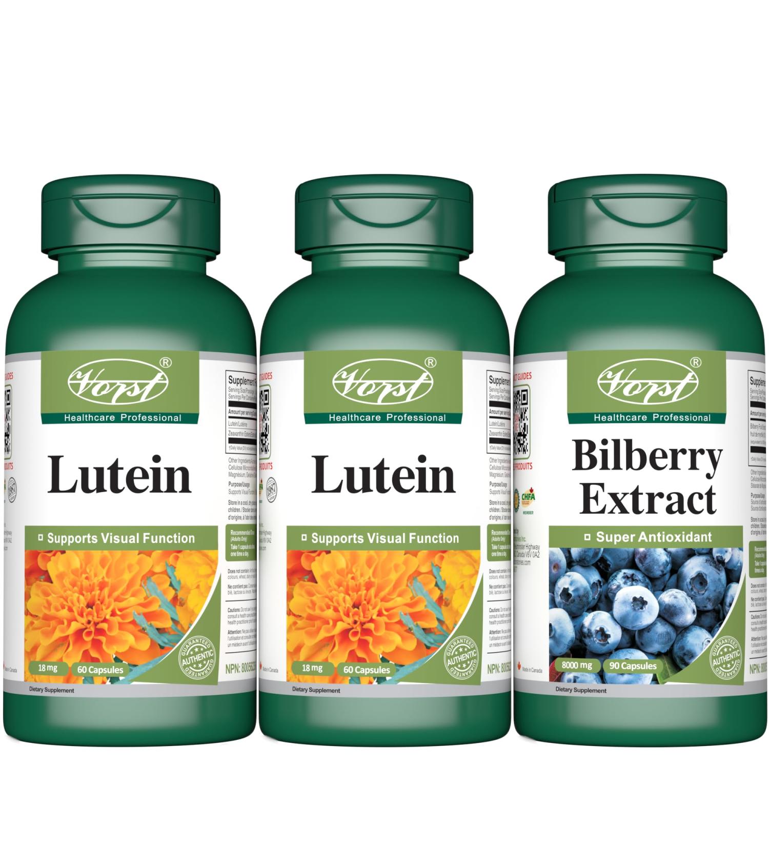 VORST Lutein x 2 Bottles and Bilberry x 1 Bottle - Buy Online on GoSupps.com