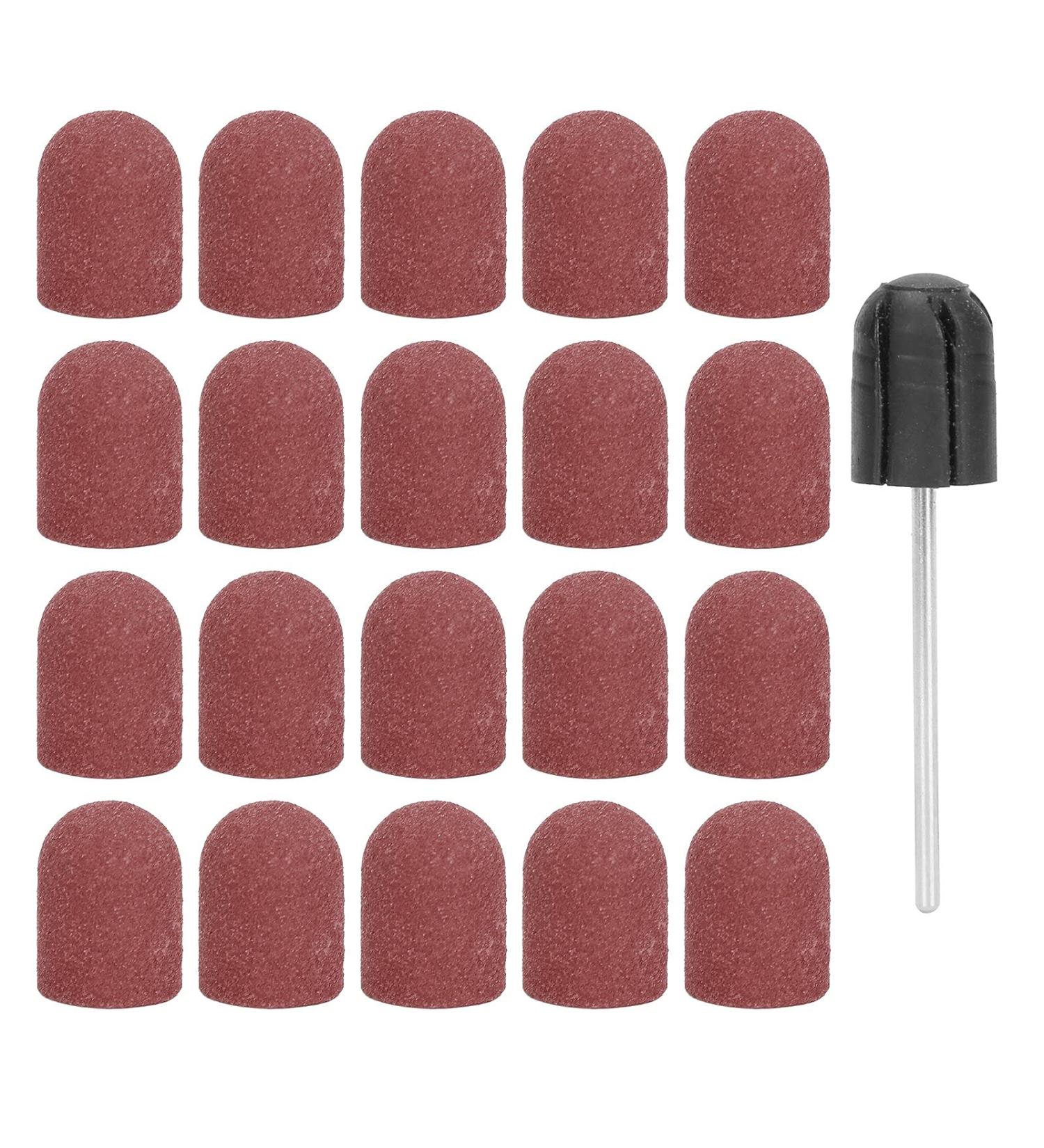 20 Pieces Sanding Caps Nail Cutter Set Sanding Bands Sanding Caps with Nail Drill Professional Manicure Nail File Bits for Manicure and Pedicure (Brown) - Buy Online on GoSupps.com