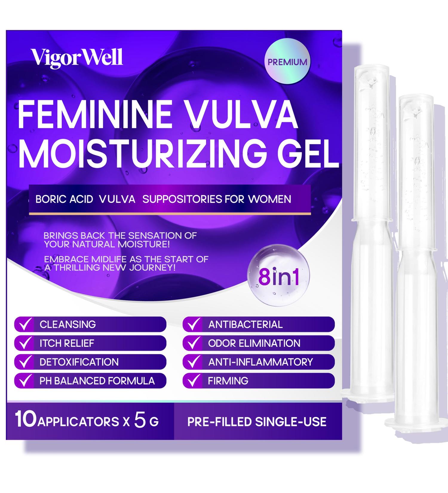 Vaginal Moisturizer Feminine Gel - 10 Pre-Filled Applicators for Vulva Dryness Relief pH Balance & Itch Treatment - Buy Online on GoSupps.com