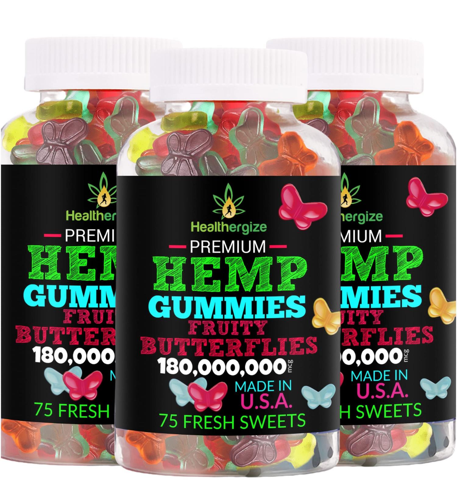 3PACK Hemp Gummies Premium Fruity Butterflies-for Sleep, Calm, Relax, Back-Natural Hemp Party-Made in USA - Buy Online on GoSupps.com