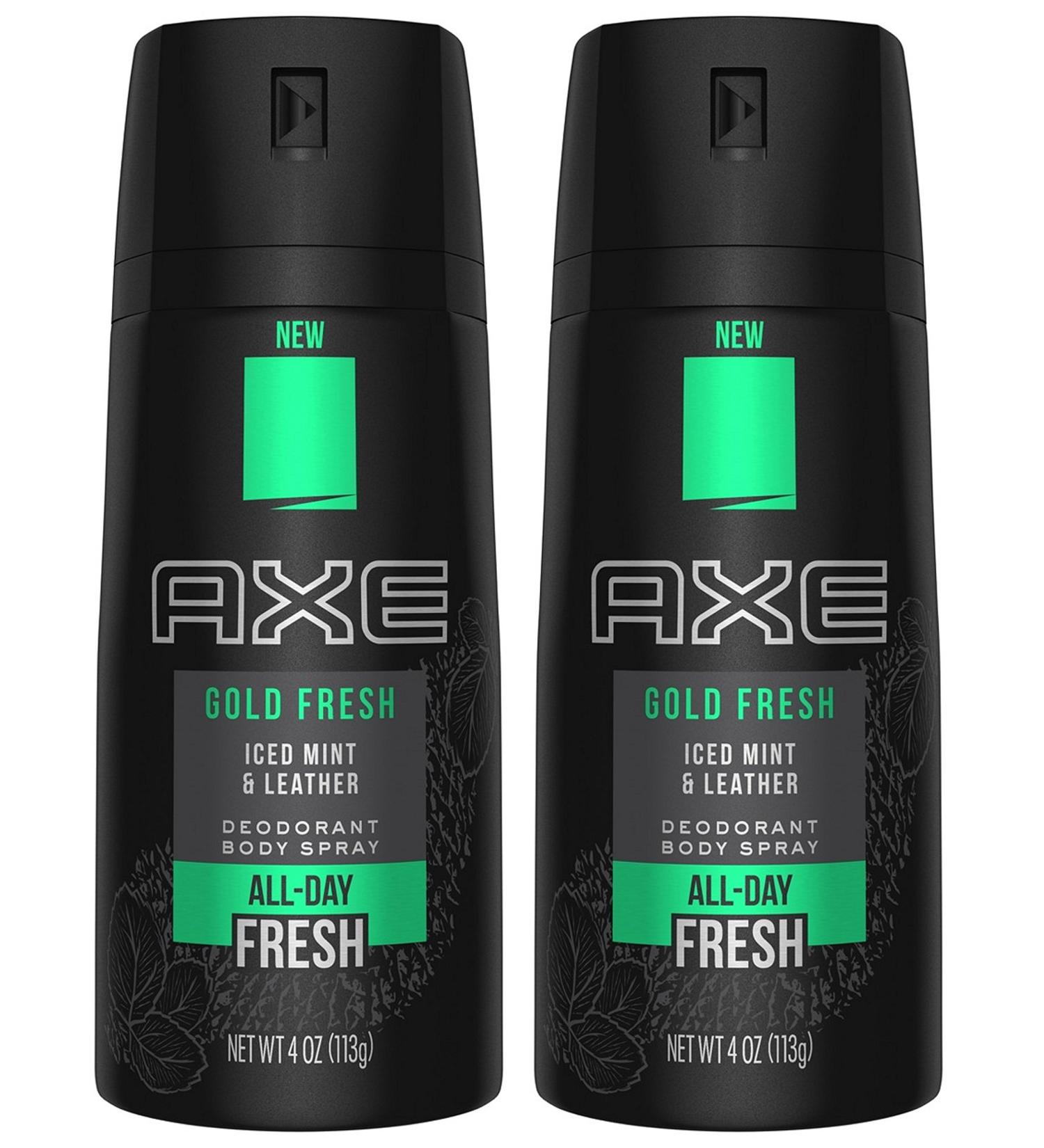 Axe Gold Fresh Iced Mint & Leather Deodorant Body Spray 4.0 oz (Pack of 2) - Long-lasting Scent for Men - Buy Online on GoSupps.com