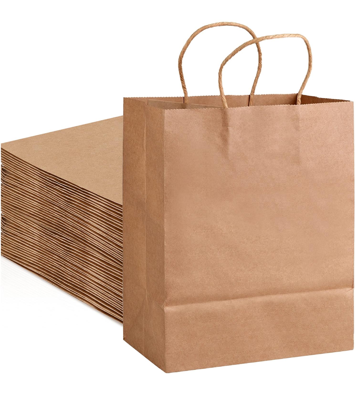 50Pcs Brown Kraft Paper Bags with Handles Bulk 10 * 4.6 * 13 inch Paper Gift Bags Shopping Bags for Wedding Party Favor Recycled Large Paper Bags Craft Gift Grocery Retail Bags - Buy Online on GoSupps.com