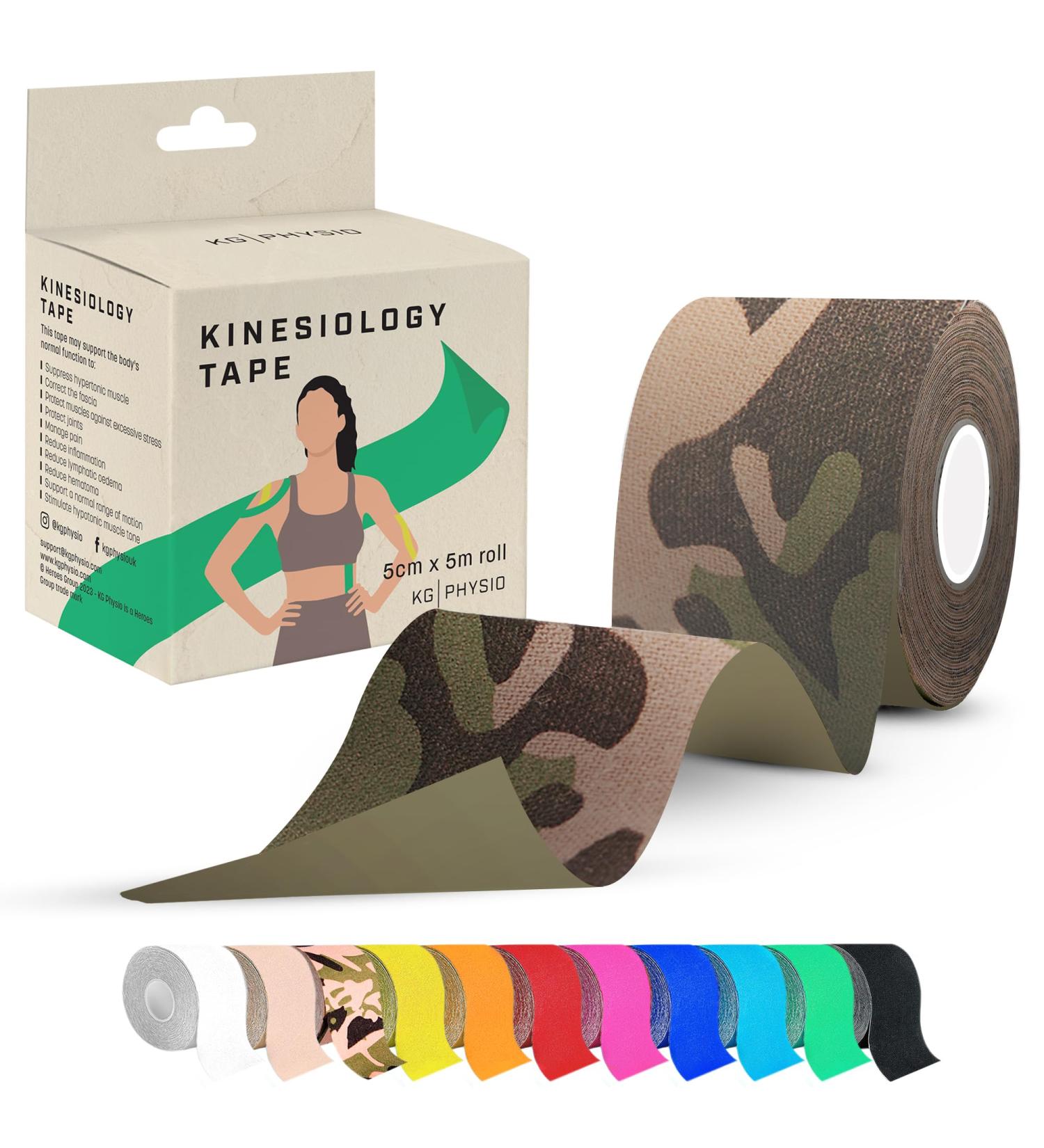 KG Physio Kinesiology Tape 5m Roll for Joint and Muscle Support - Multipurpose KT Tape for Sports and Athletic Use - Buy Online on GoSupps.com