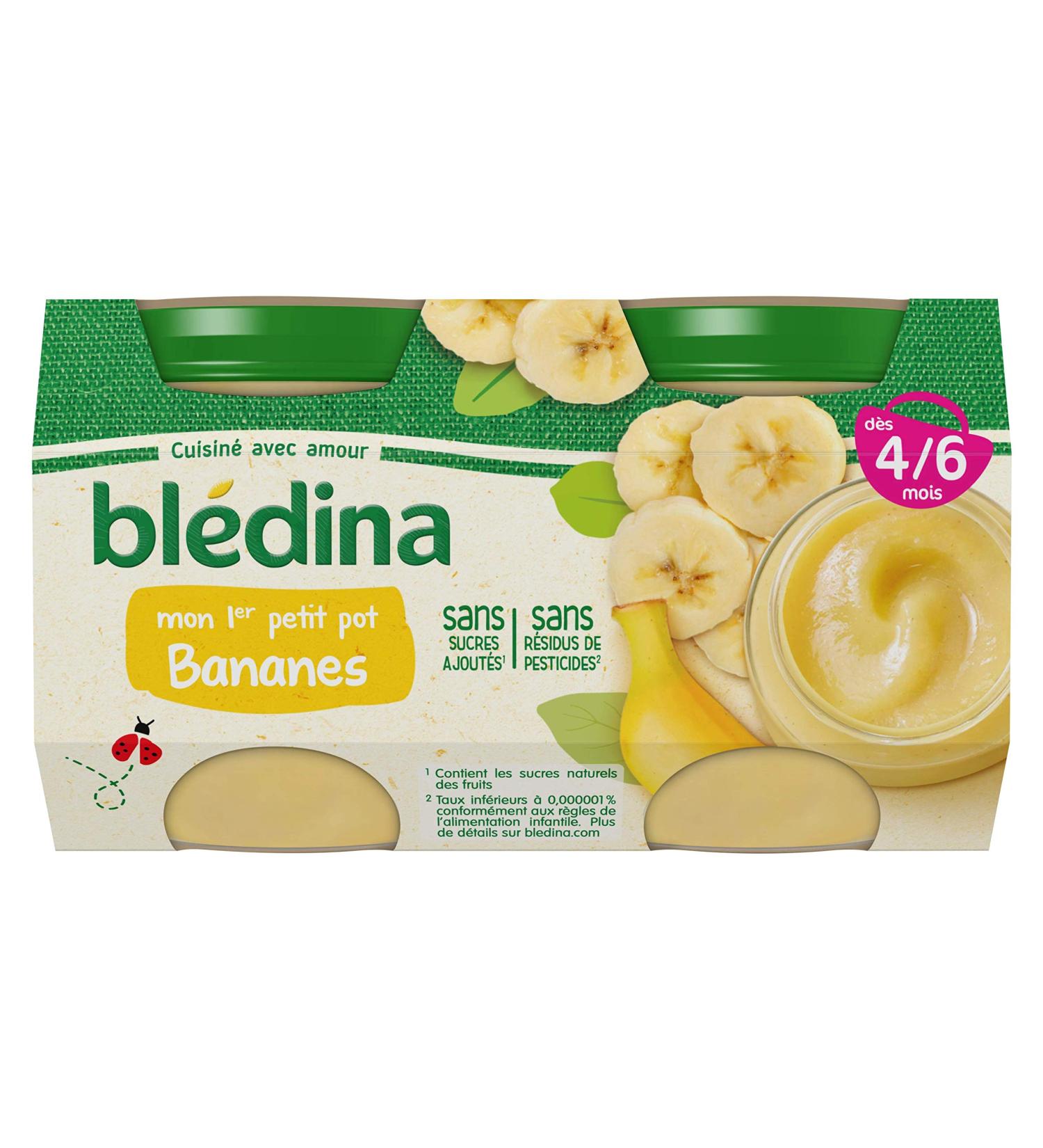 Bl dina Mon 1er Petit Pot Compote Bananas from 4/6 months 2 x 130 g - Buy Online on GoSupps.com