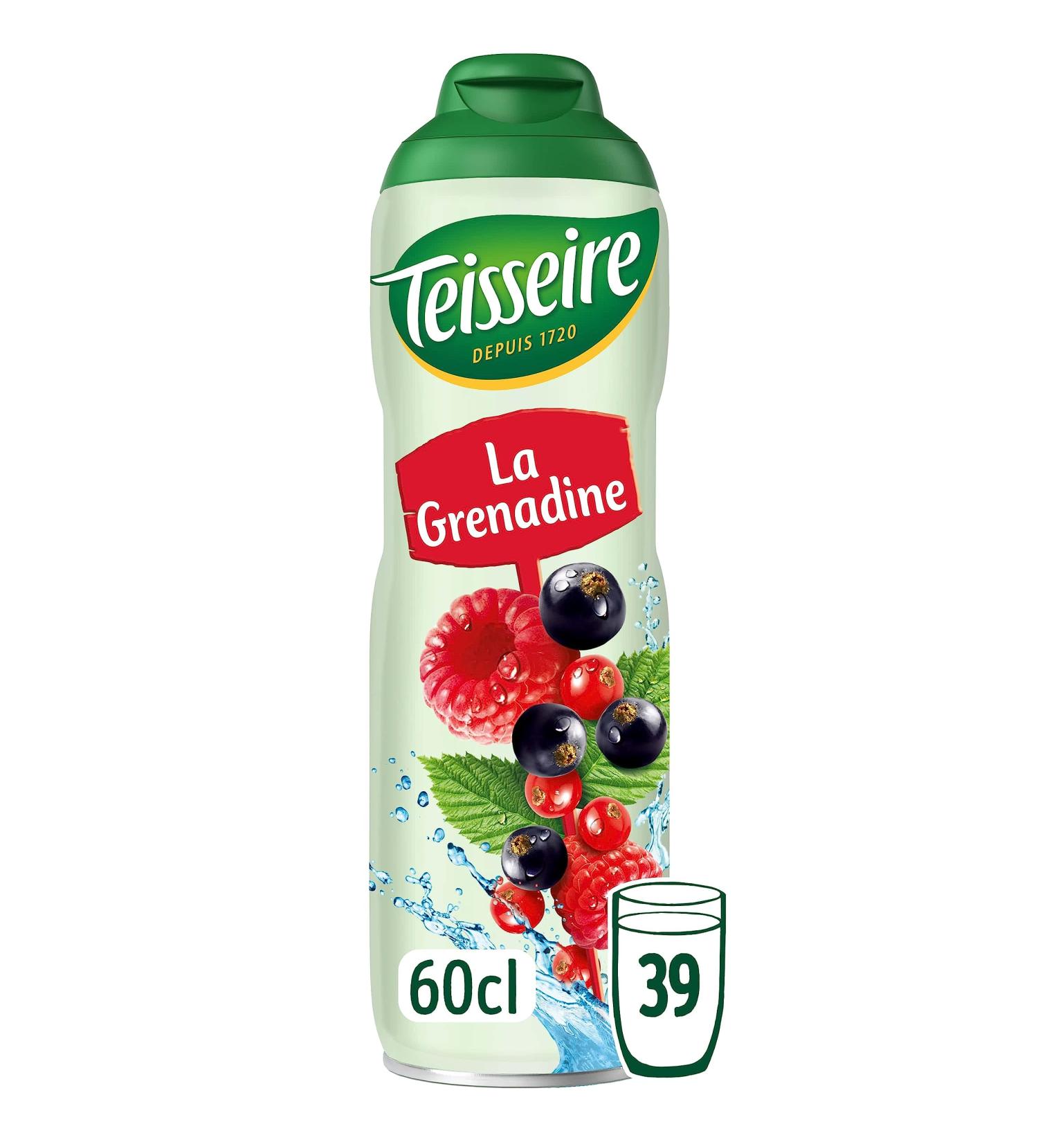 Teisseire Grenadine Syrup (Red Fruits) for Refreshing Drink Cocktails Recyclable Bottle 60cl - Buy Online on GoSupps.com