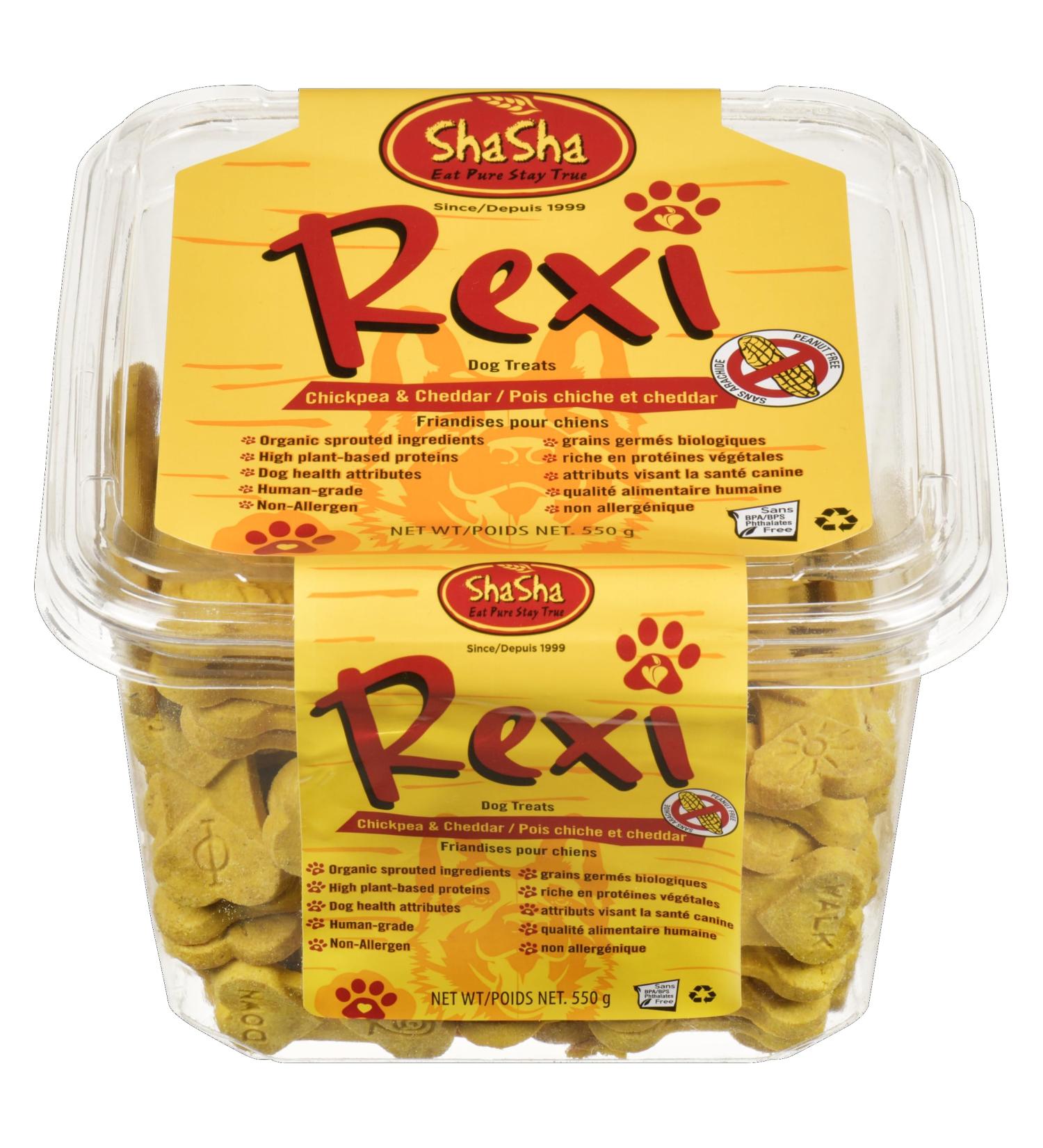 Rexi Dog Treats - Chickpea & ShaSha Cheddar 550g Organic sprouted Ingredients high Plant Based proteins Human Grade Non-allergen Dog Health Attributes - Buy Online on GoSupps.com