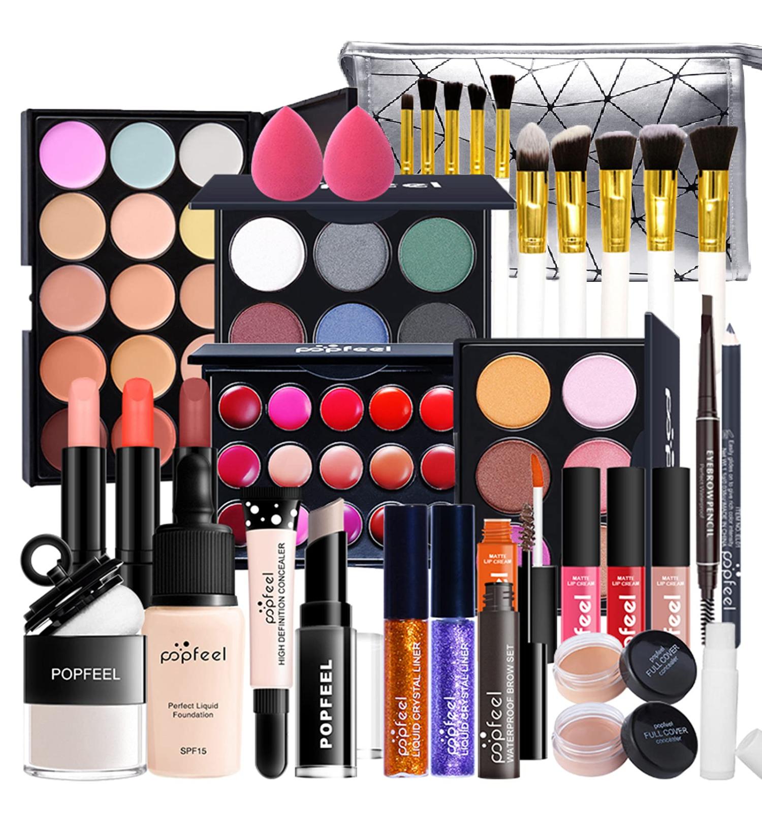 All-In-One Makeup Kit 35 Pcs Complete Makeup Gift Set Full Kit Combination with Eyeshadow Blush Lipstick Concealer etc Essential Starter Bundle for Women Pro Multi-purpose Beauty Cosmetic Set#4 35PCS - Buy Online on GoSupps.com
