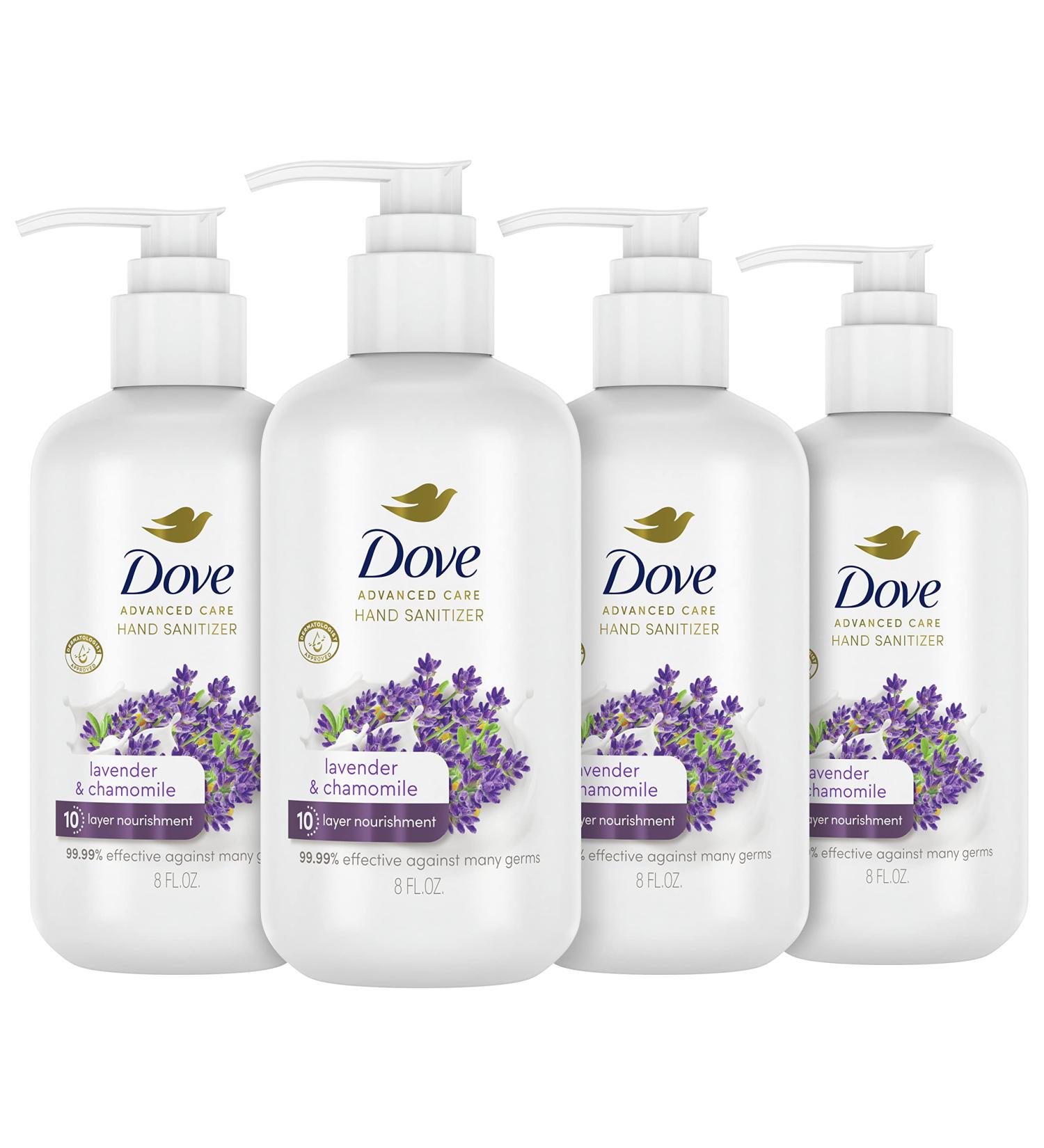 Dove Advanced Care Lavender & Chamomile Hand Sanitizer 8 oz - Pack of 4 | 99.99% Effective Against Germs | Soft Smooth Skin Formula - Buy Online on GoSupps.com