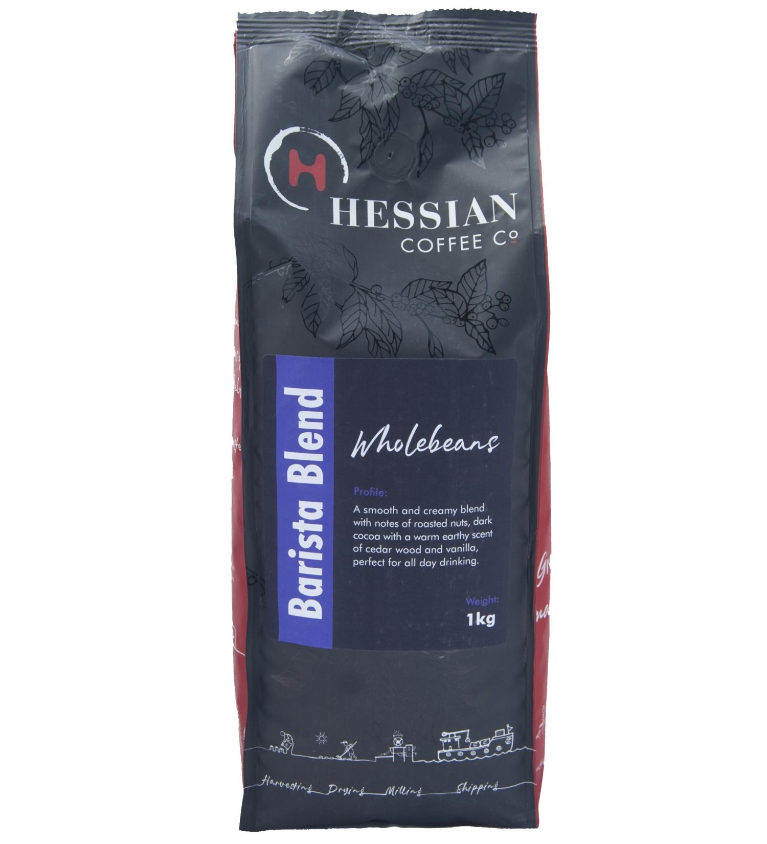 Hessian Coffee Barista Blend Coffee Beans - 1kg Bag - Roasted in Small Batches in The UK - Barista Blend is Suitable for All Coffee Machines - Buy Online on GoSupps.com