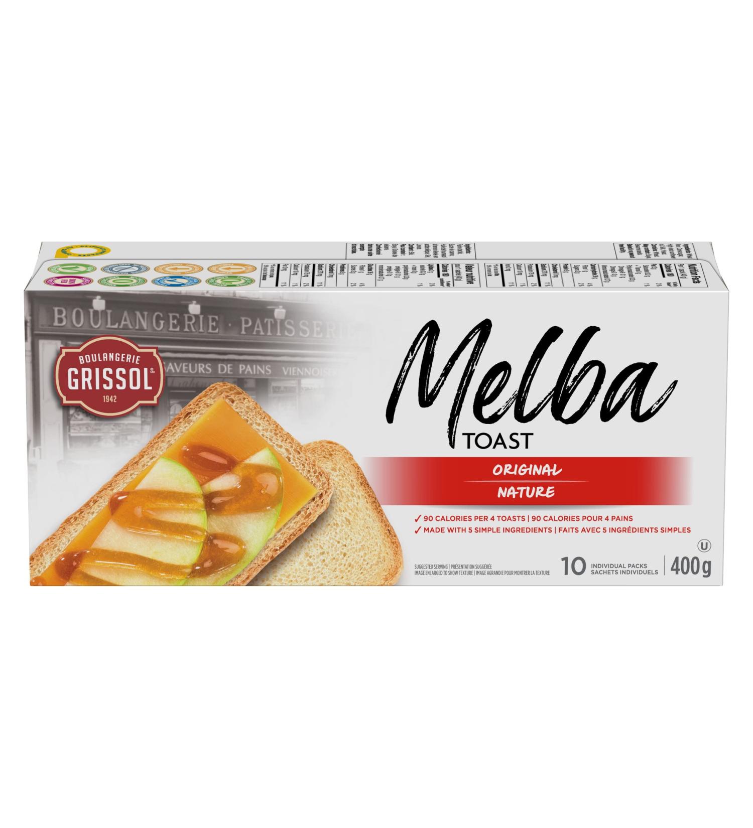 Boulangerie Grissol Melba Toast Original - Savoury Light and Crispy Snack for at Home or On The Go 400g Unit Pack 1 Melba Toast Original 400g - Buy Online on GoSupps.com