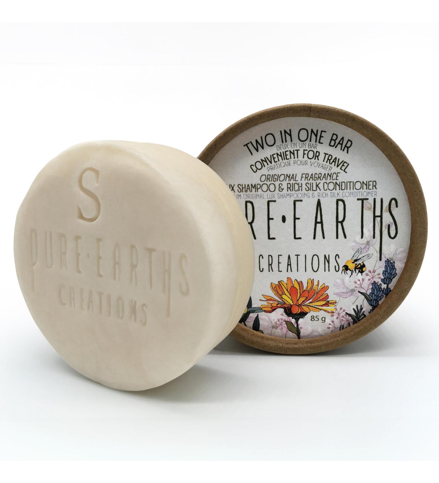 Pure Earths Creations Two In One Shampoo & Conditioner Bar (Lux & Rich Silk - With Travel Case) Lux & Rich Silk (With Travel Case) - Buy Online on GoSupps.com