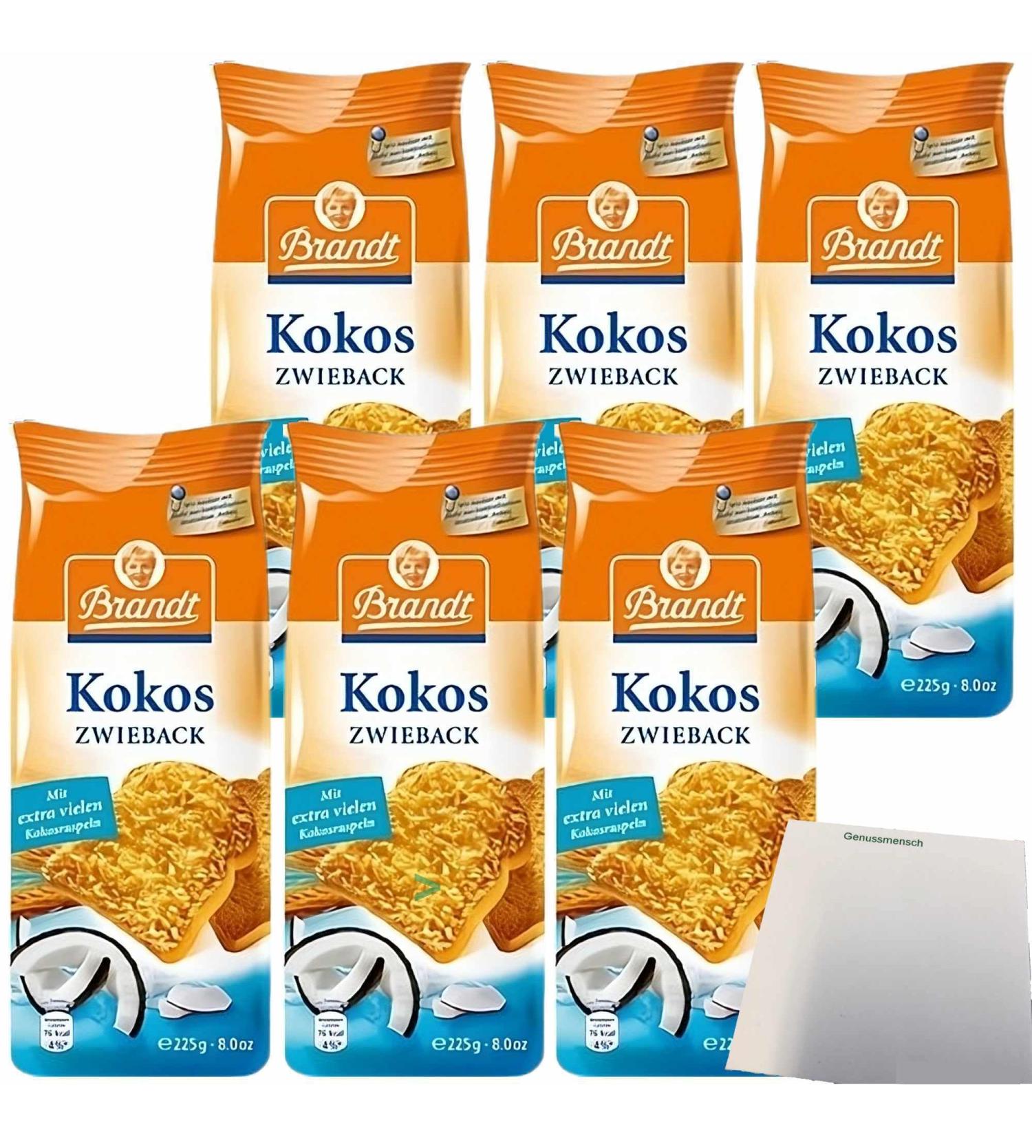 Buy Brandt Genuss Zwieback Coconut 6-Pack (6x225g) - Premium German Biscuit Snack for International Shipping - Buy Online on GoSupps.com