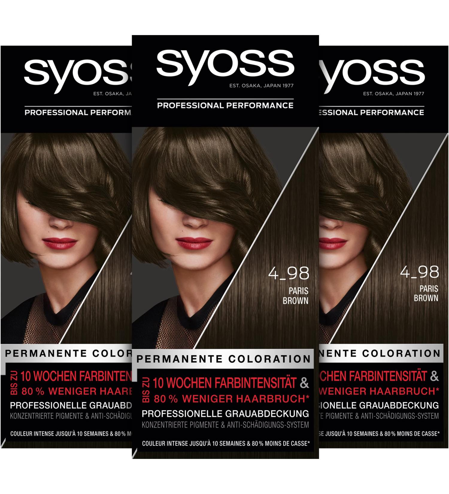 Syoss Color 4.98 Paris Brown - Permanent Hair Color (3 x 115ml) | Long-lasting Intensity & 70% Less Breakage - Buy Online on GoSupps.com