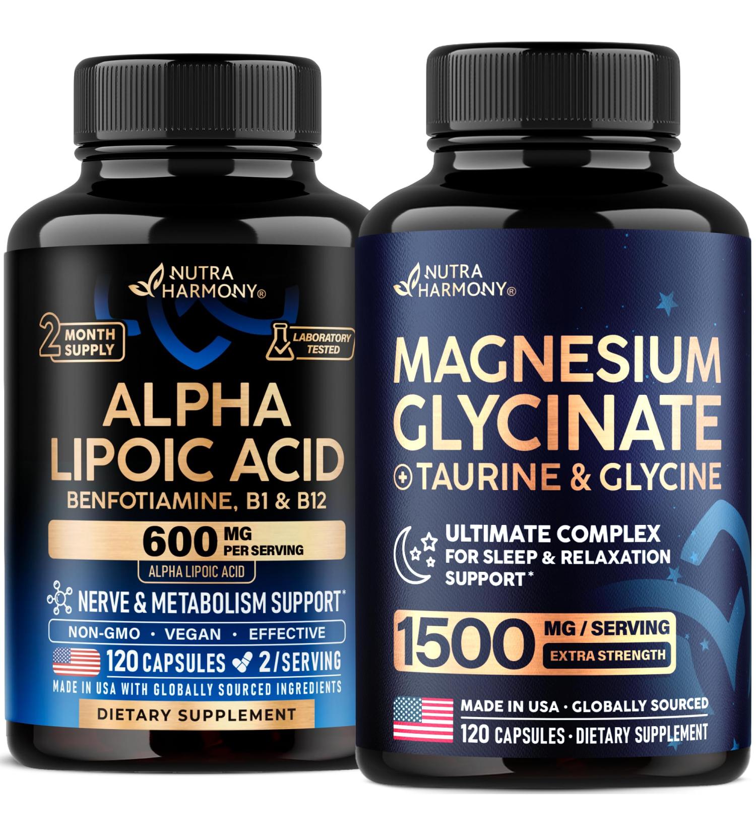 NUTRAHARMONY Alpha Lipoic Acid & Magnesium Glycinate with Glycine Capsules
